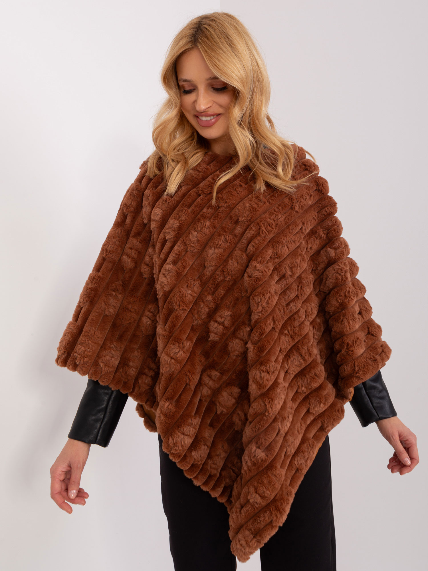 Light brown women's poncho with lining