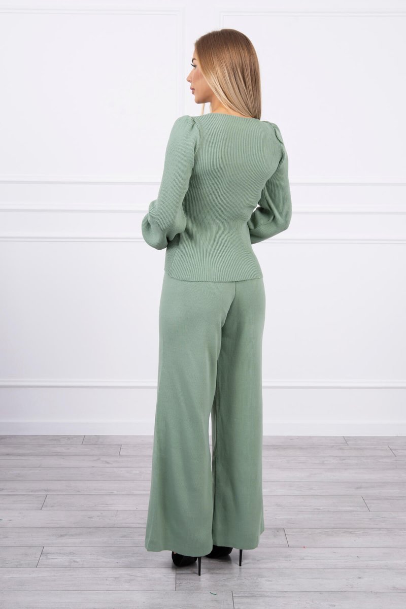 Pulover set menta inchisa la culoare