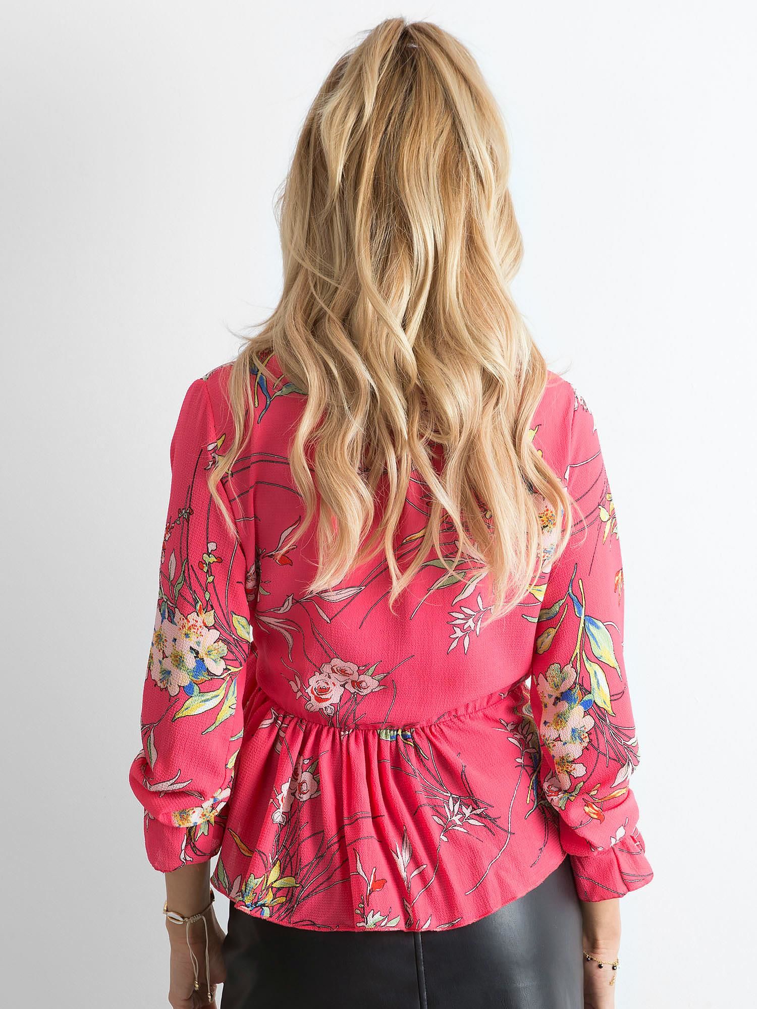 Bluza florala roz cu legare