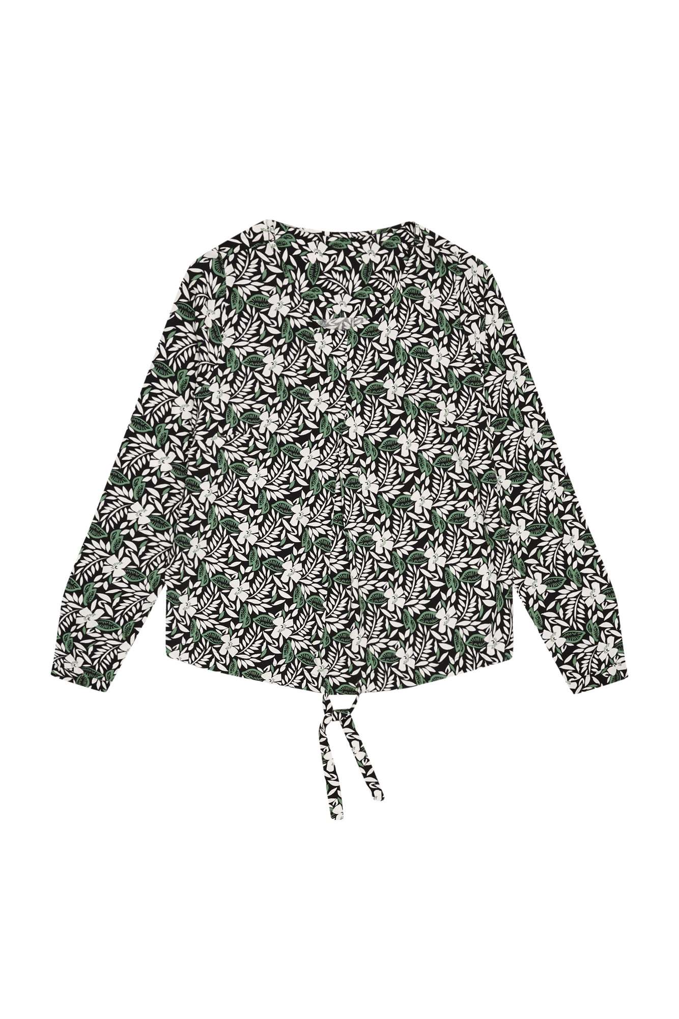 Shirt with plant print - black
