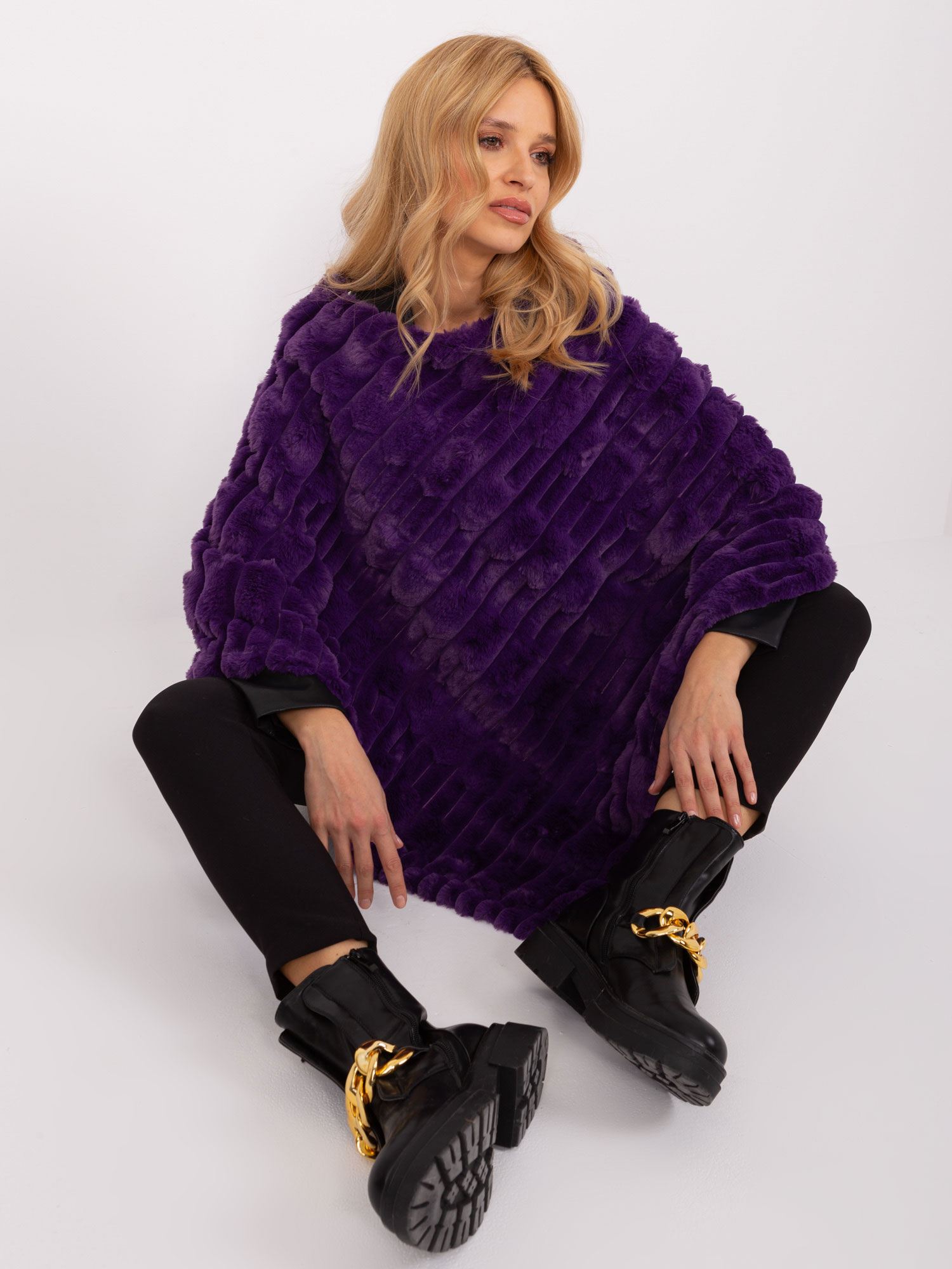 Dark purple, elegant women's poncho