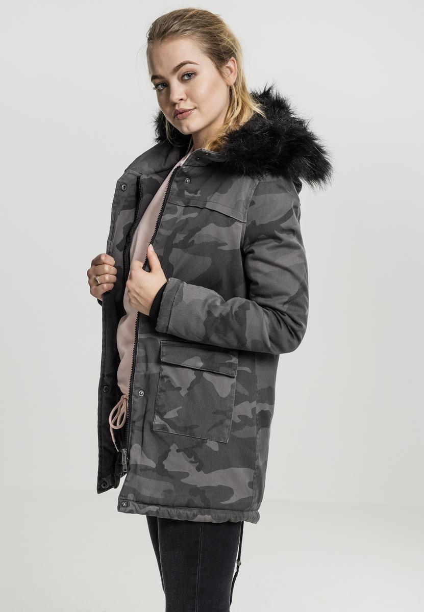 Doamnelor Overdyed Camo Parka camo întuneric