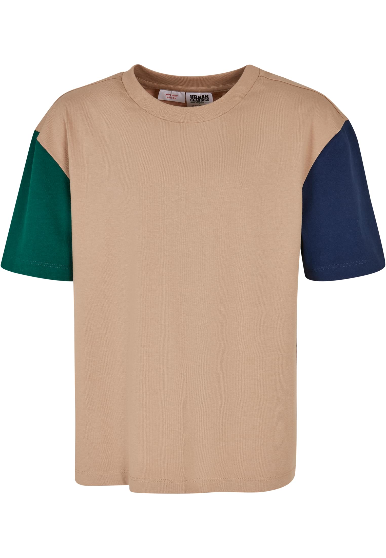 Boys' Organic Oversized T-Shirt Colorblock unionbeige