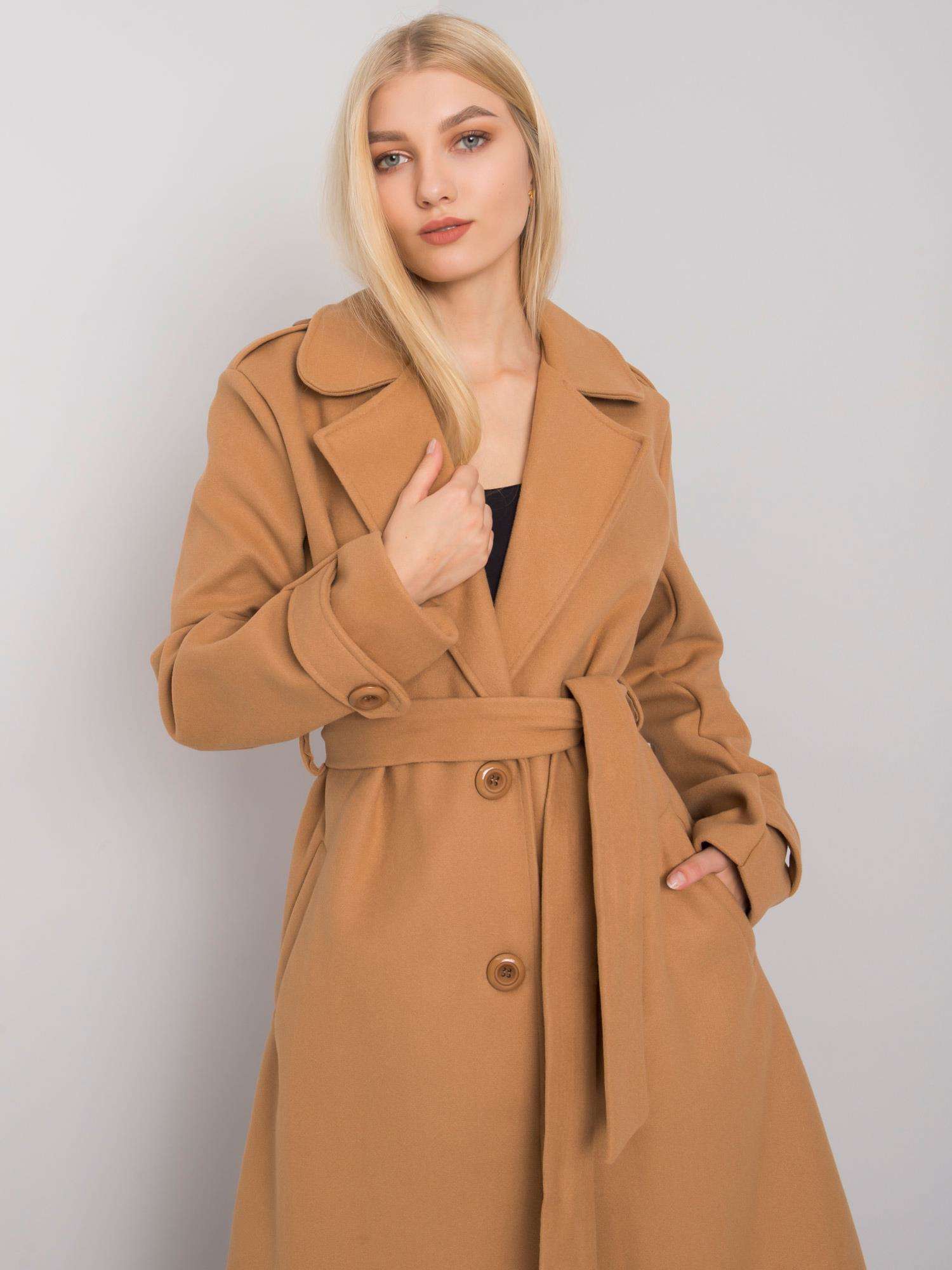 OH BELLA Camel Long Coat With A Belt