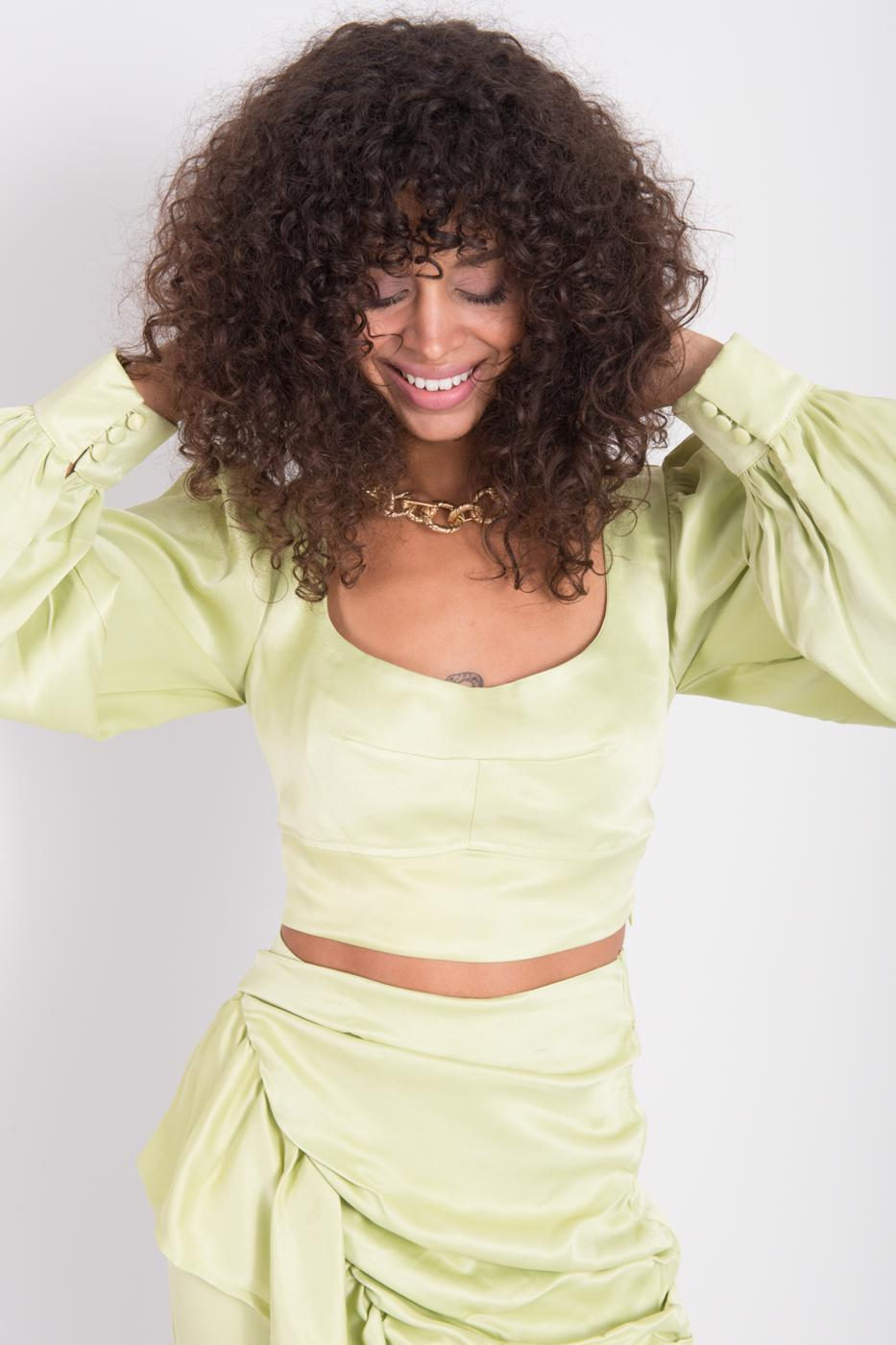 Bluza verde BSL Lime cu maneci lungi