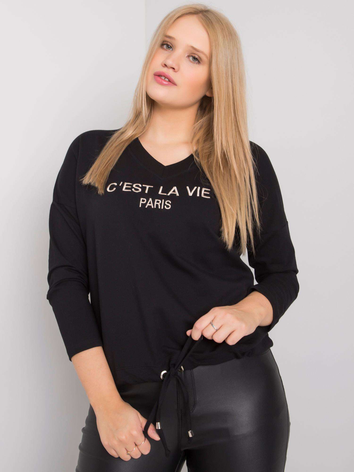 Larger Black Women's Blouse With Inscription