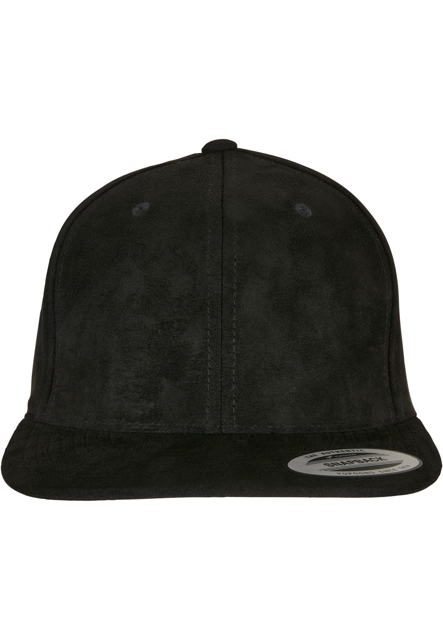 Suede Leather Snapback Black