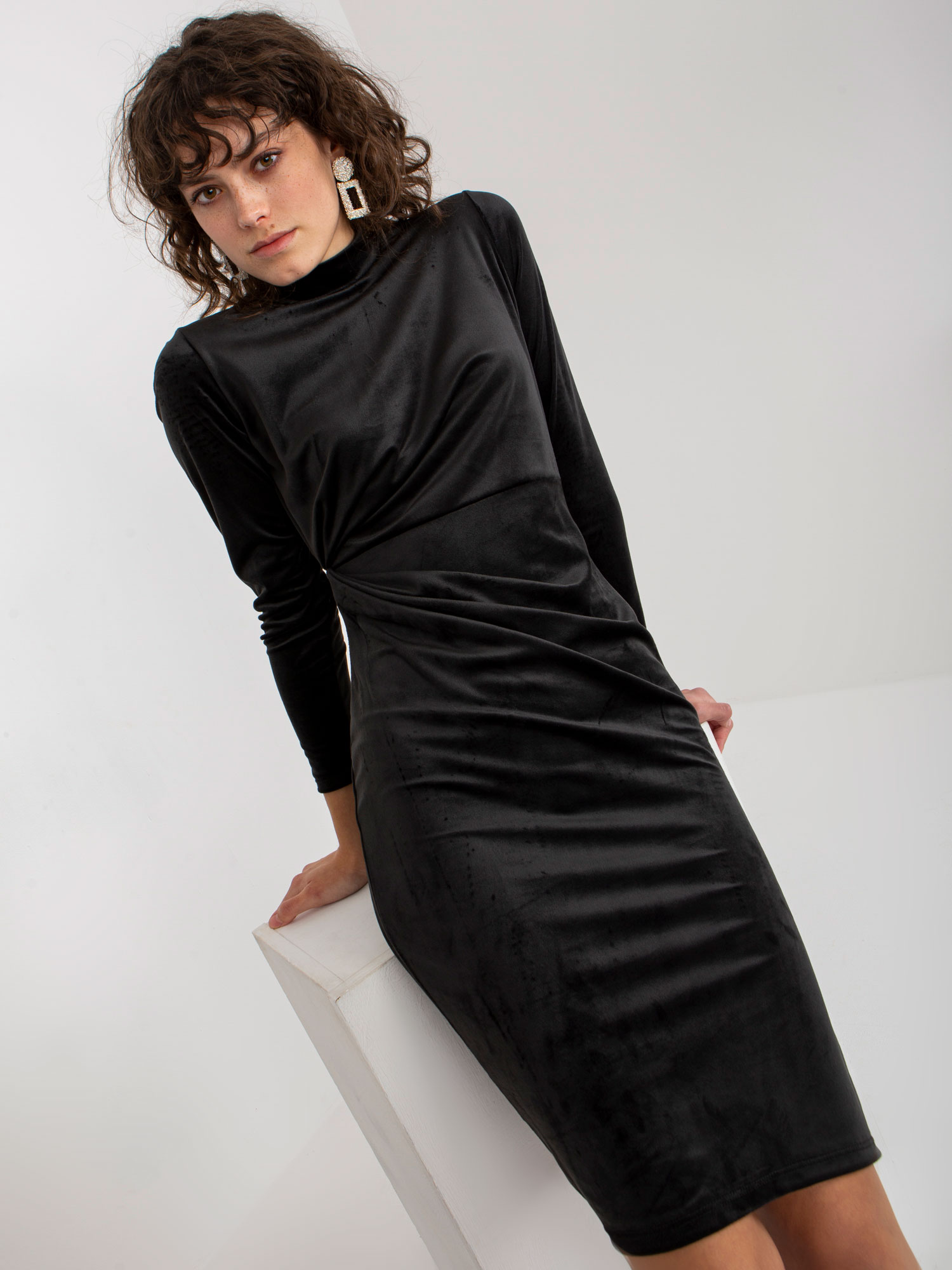 Black Cocktail Dress With Slit By RUE PARIS