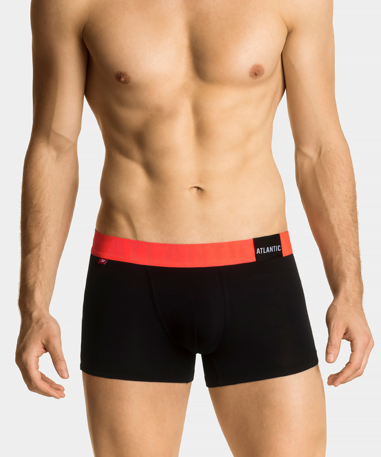 Levně Pánské boxerky ATLANTIC PREMIUM s mikromodal - černé/oranžové