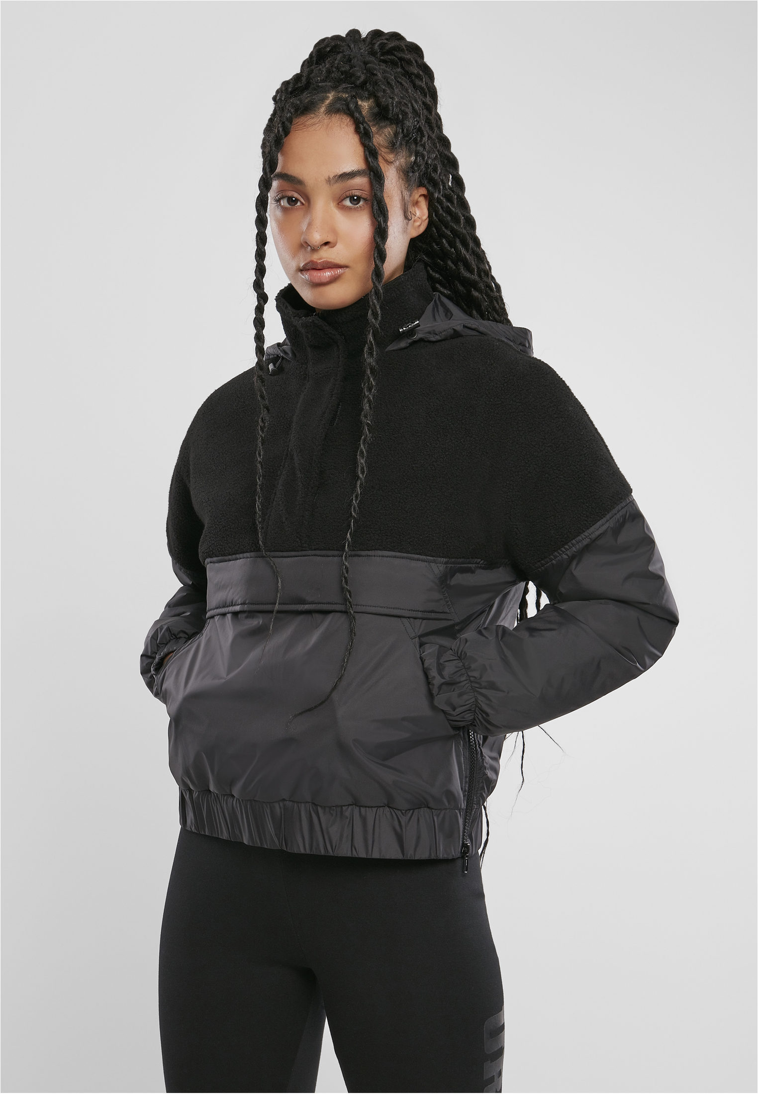 Women's Compression Jacket Sherpa Mix Black/black