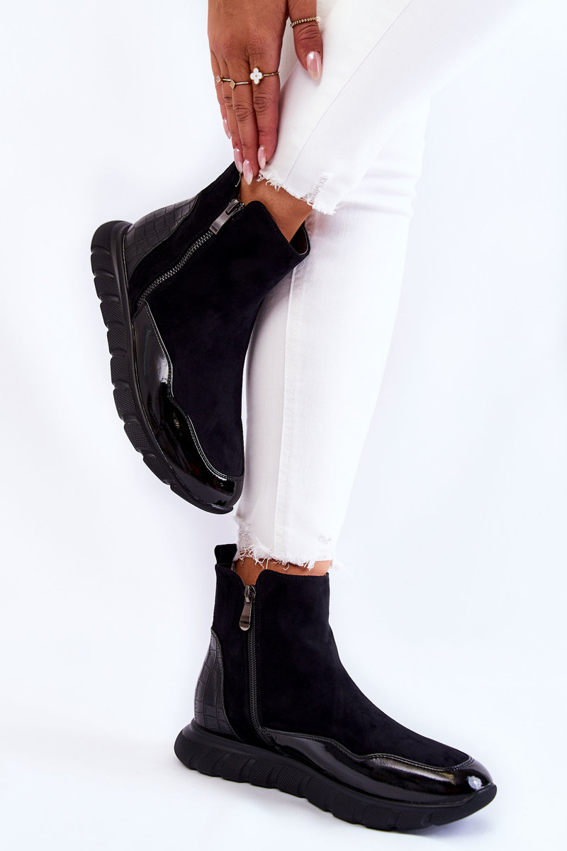 Suede Γυναικείες Μπότες Sneakers Μαύρο Anita Μαύρο