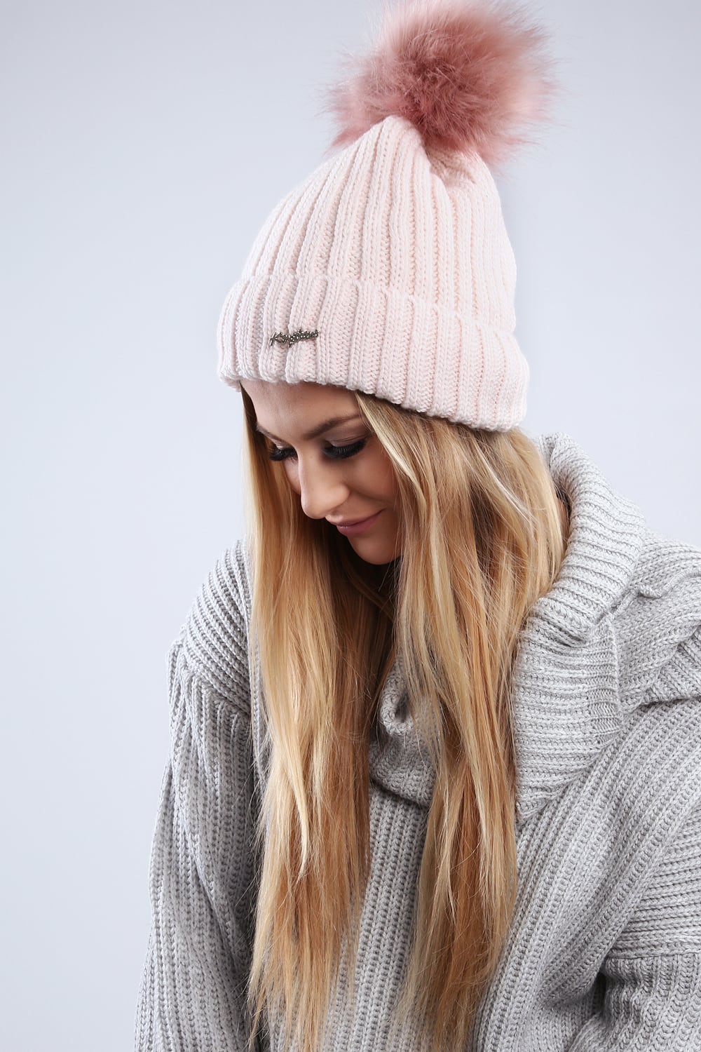 Light pink winter cap