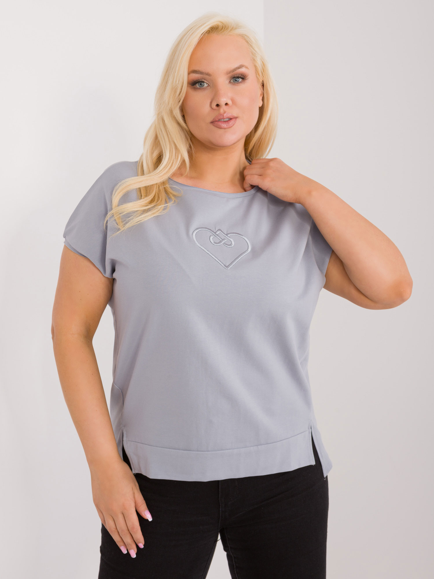 Grey blouse plus size with slits
