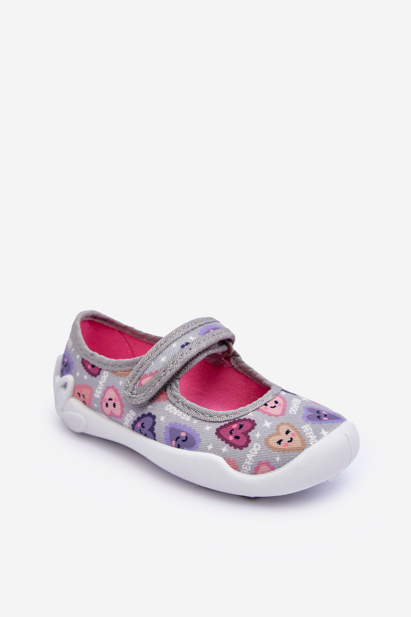 Children's Ballerina Slippers Befado Hearts Grey