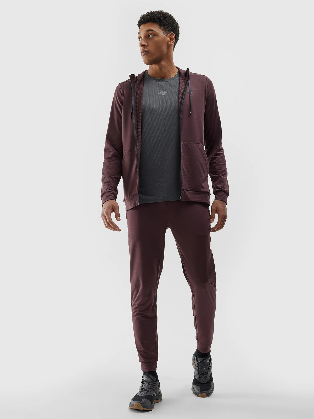 Men&#039;s Sports Zipped Hoodie 4F - Brown