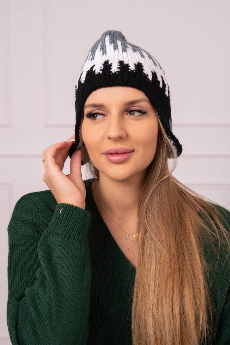 Ladies beanie Nikol K405 dark gray+white+black