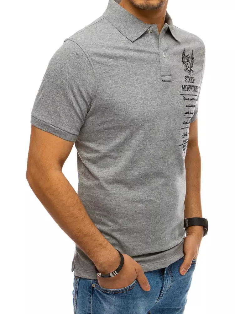 Grey Men's Polo Shirt with Dstreet Embroidery