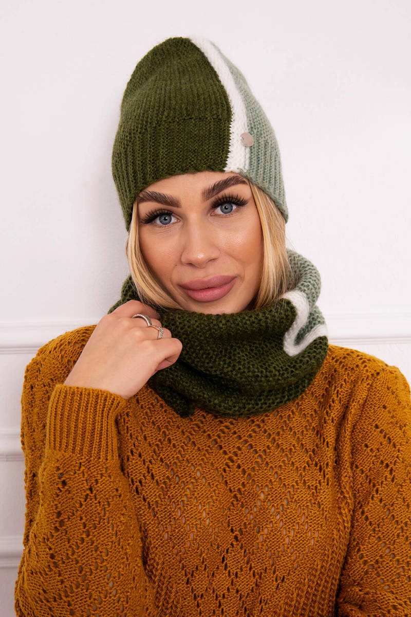 Levně Tříbarevný dámský set P103 khaki+mint