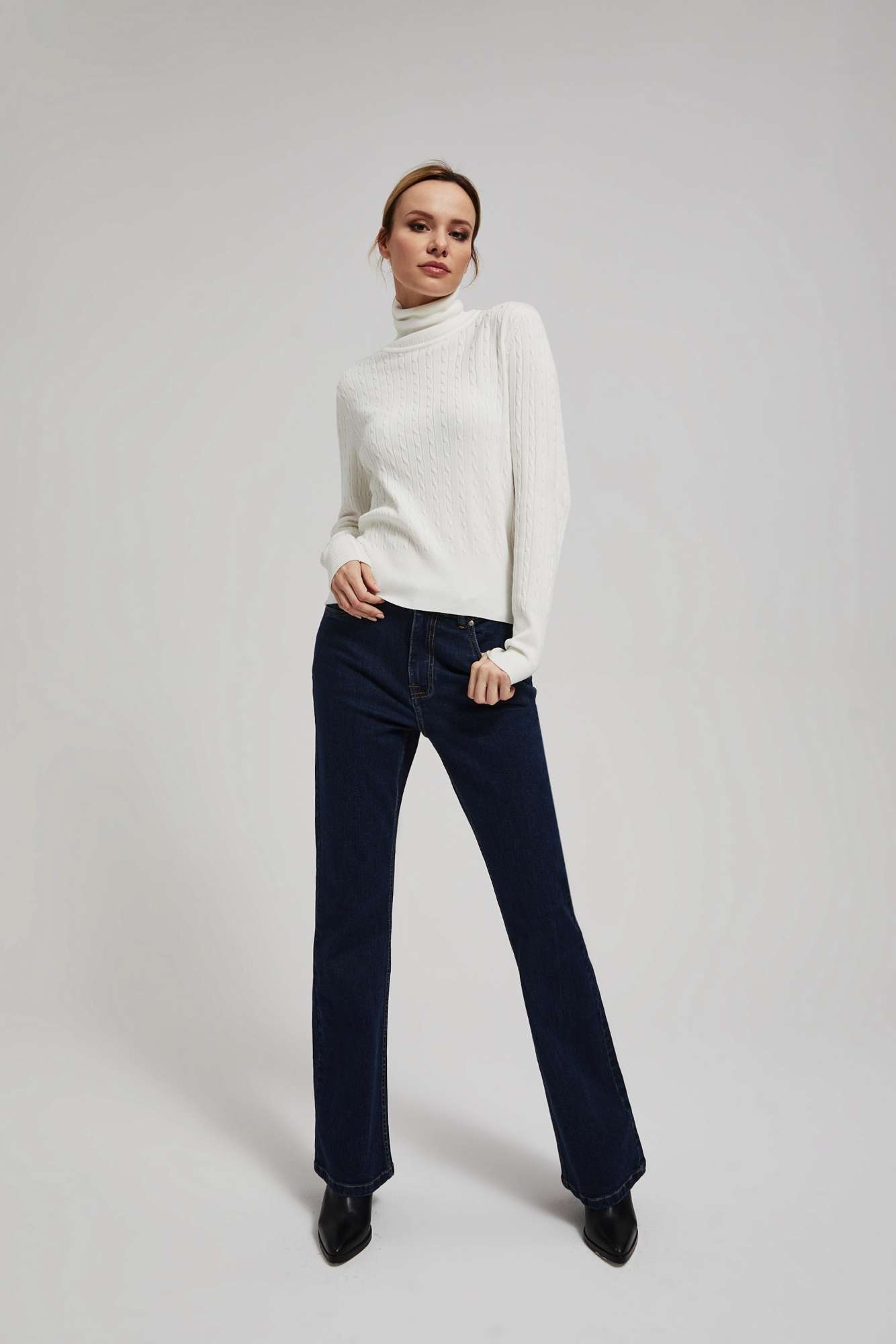 Marisse Thin Turtleneck Sweater, Pearl