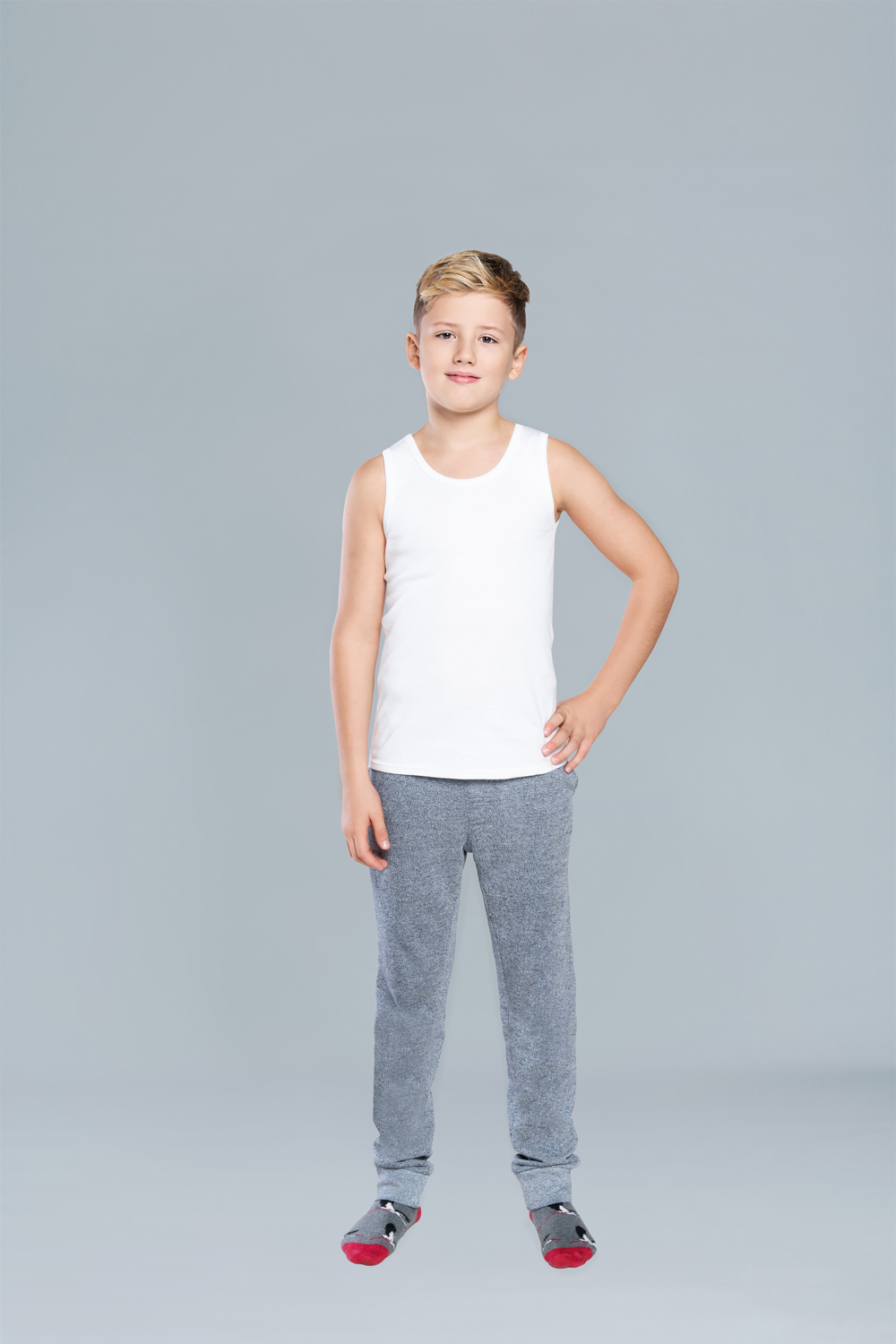 Tomi Boys' Tank Top With Wide Straps - White