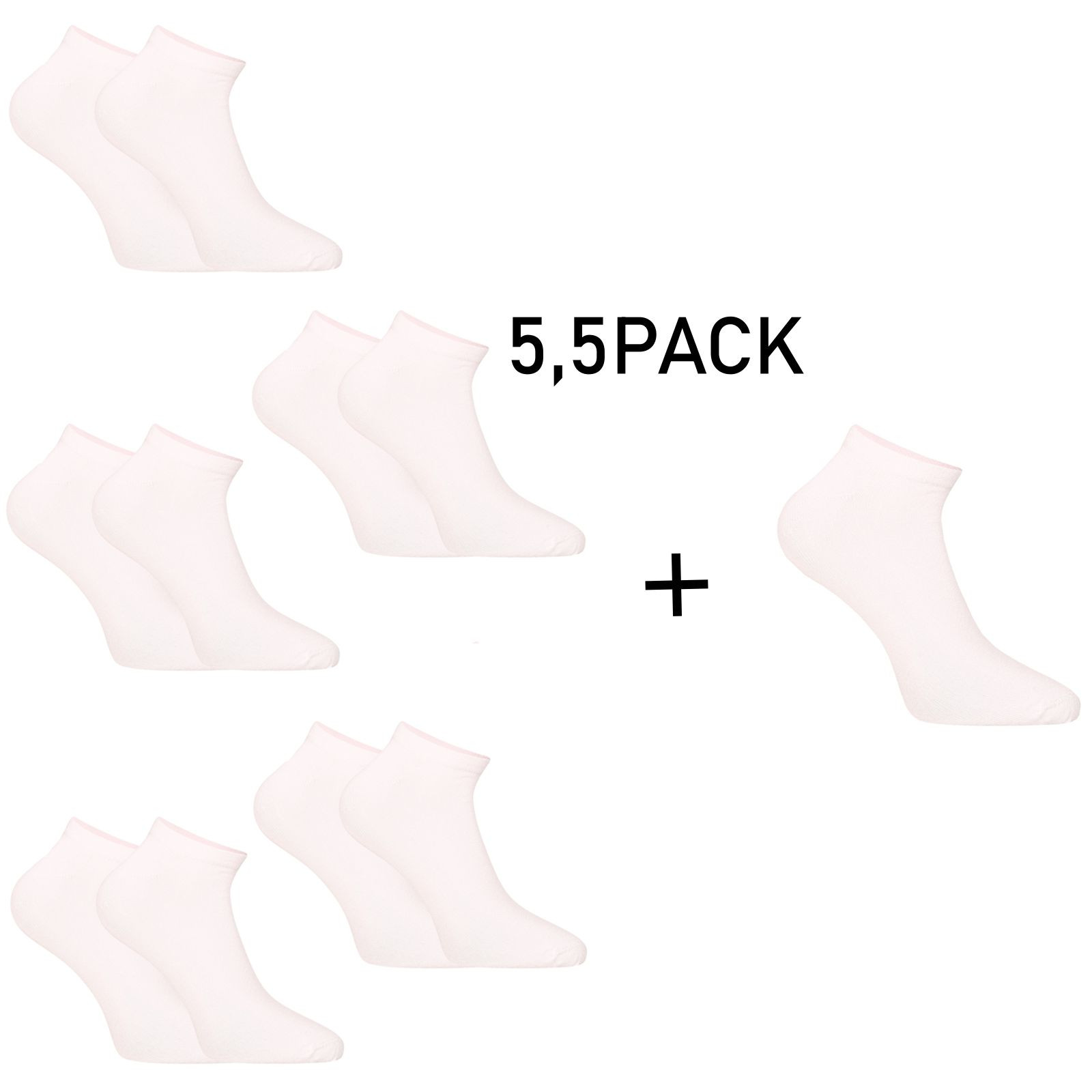 5.5PACK Socks Nedeto Low Bamboo White