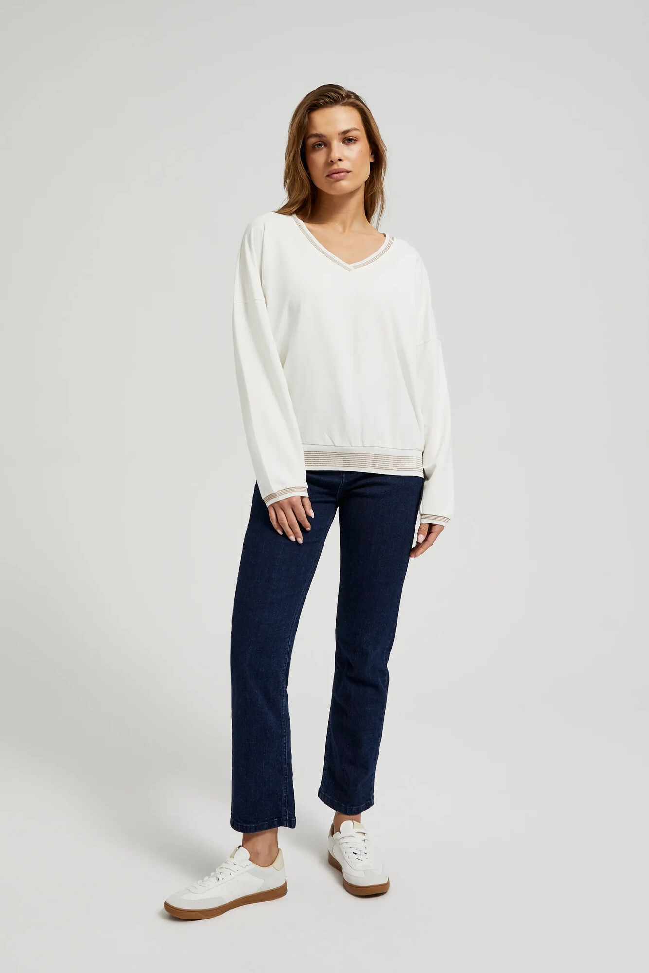 Women's blouse decorated with stripes MOODO - white