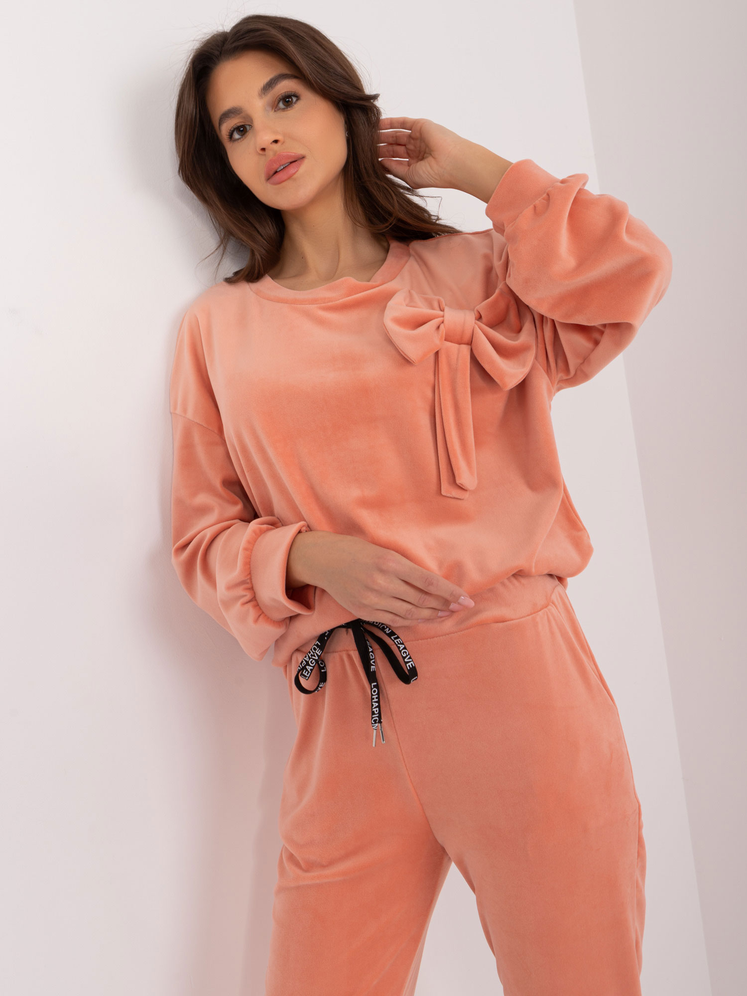 Peach velour set with trousers