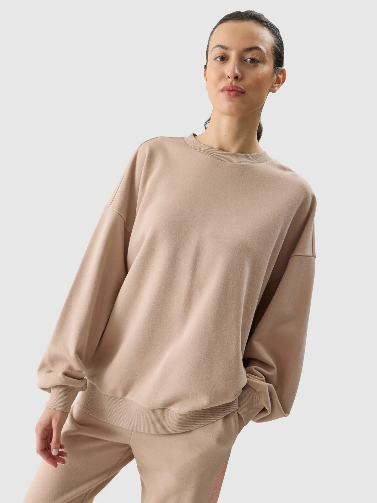 Women's oversize sweatshirt 4F - beige