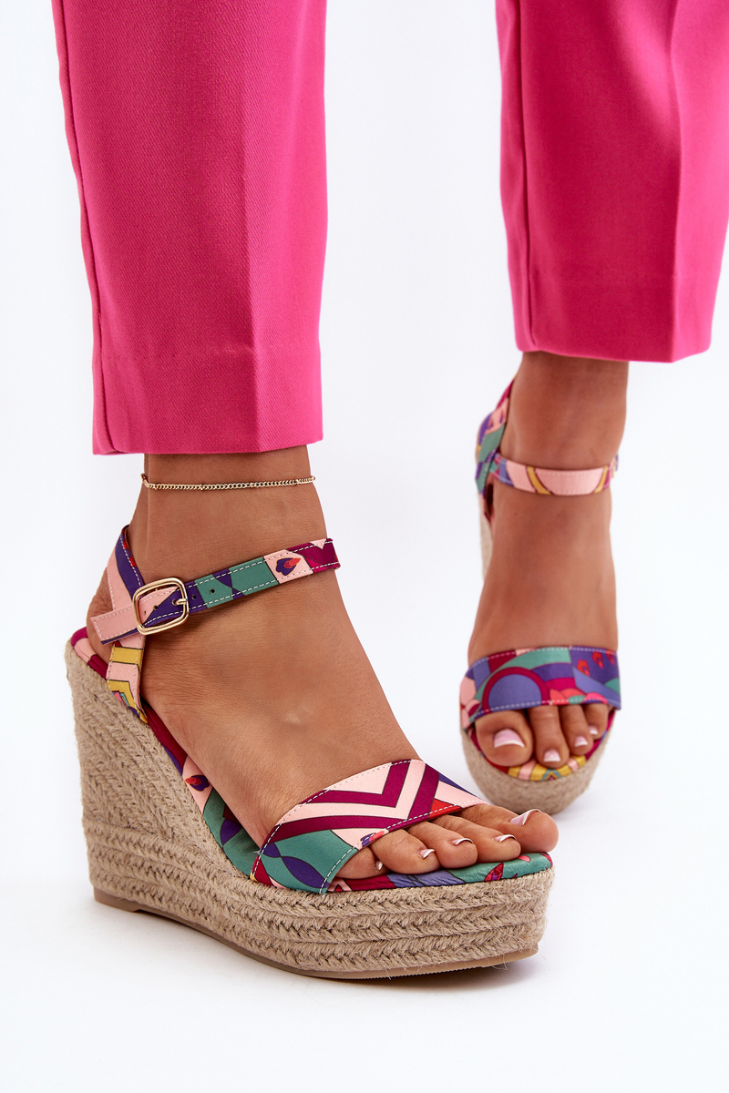 Patterned wedge sandals made of knitted multi-colored Anihazra