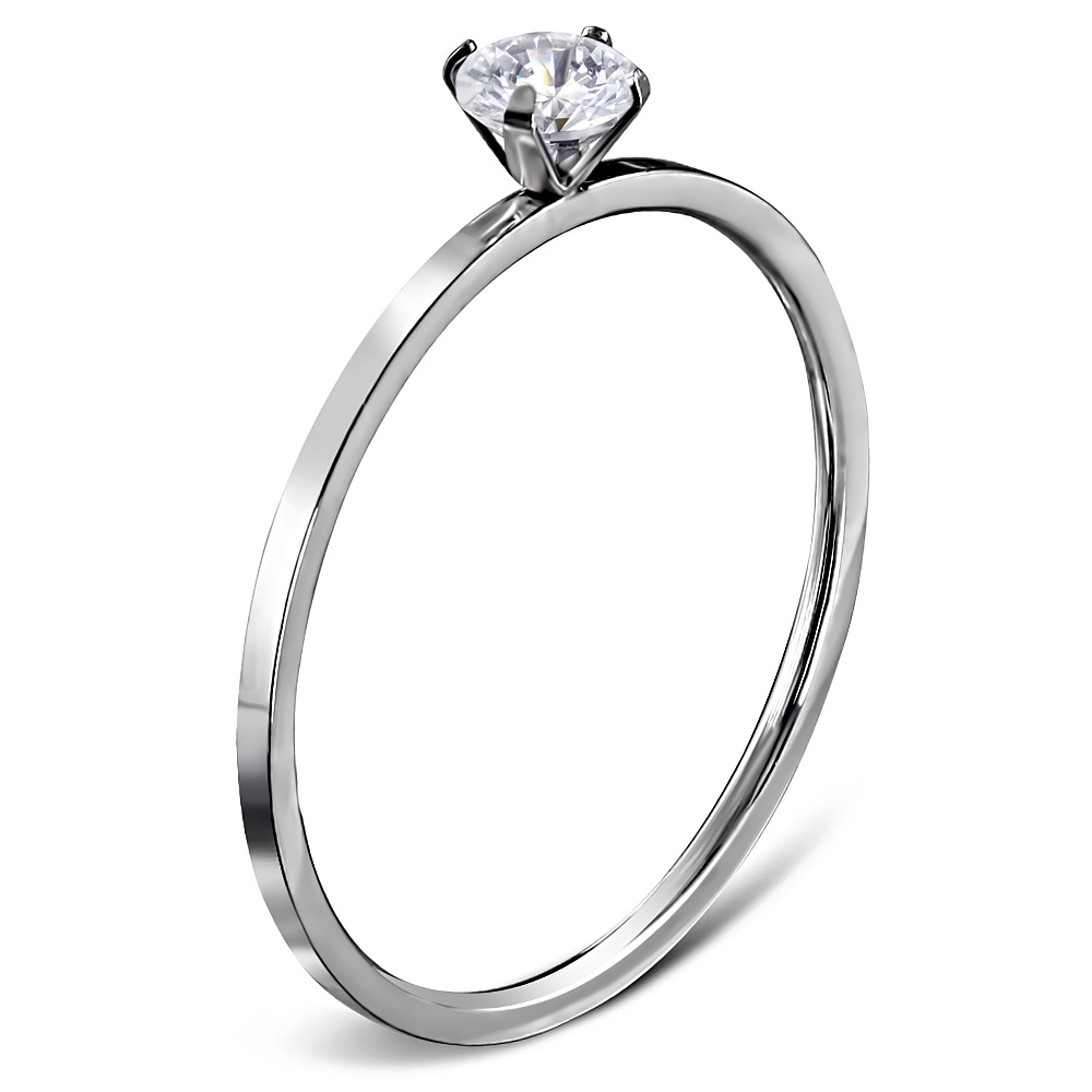 Engagement ring surgical steel tiny CZ shine