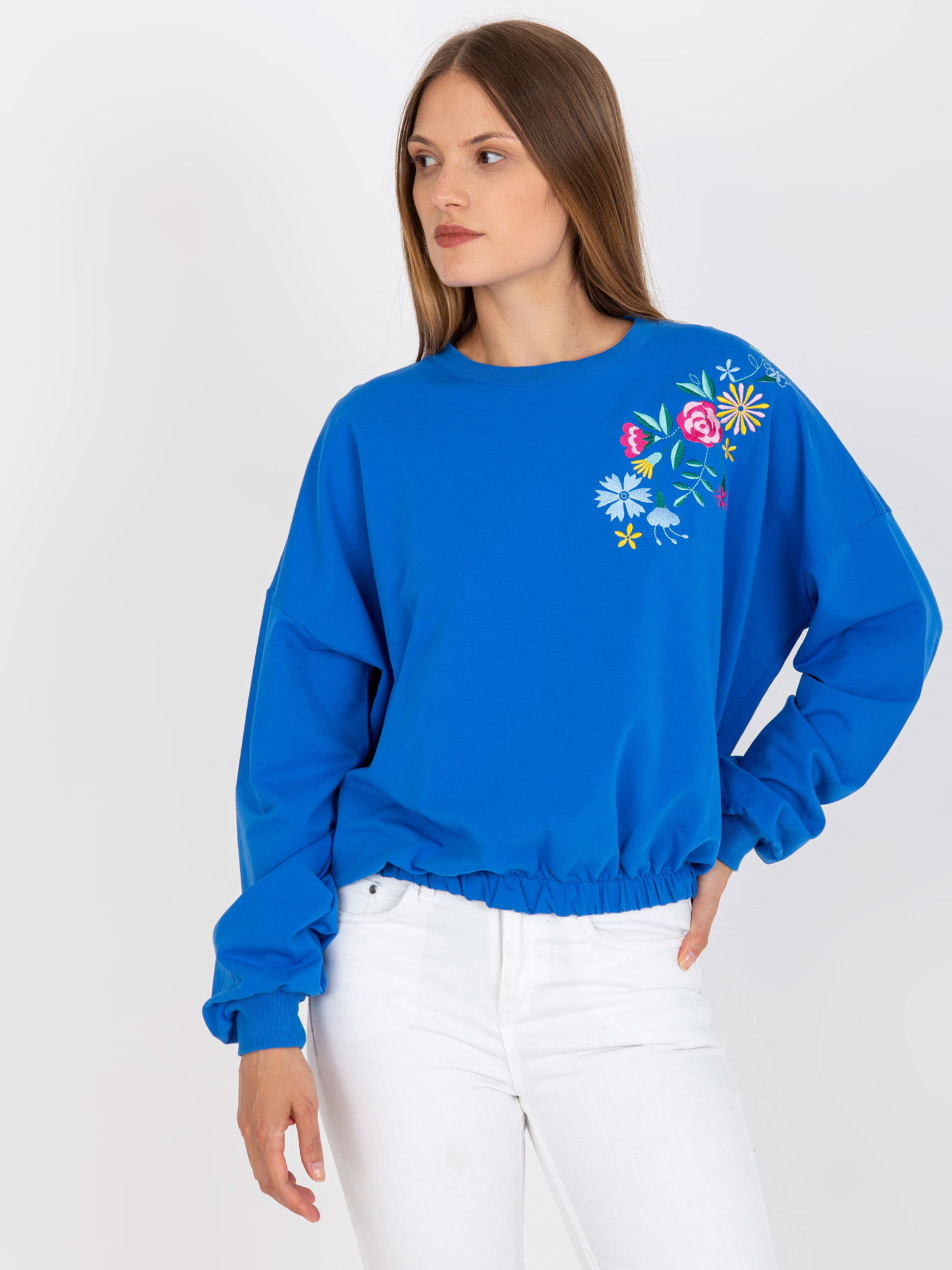 Dark blue cotton sweatshirt RUE PARIS without hood