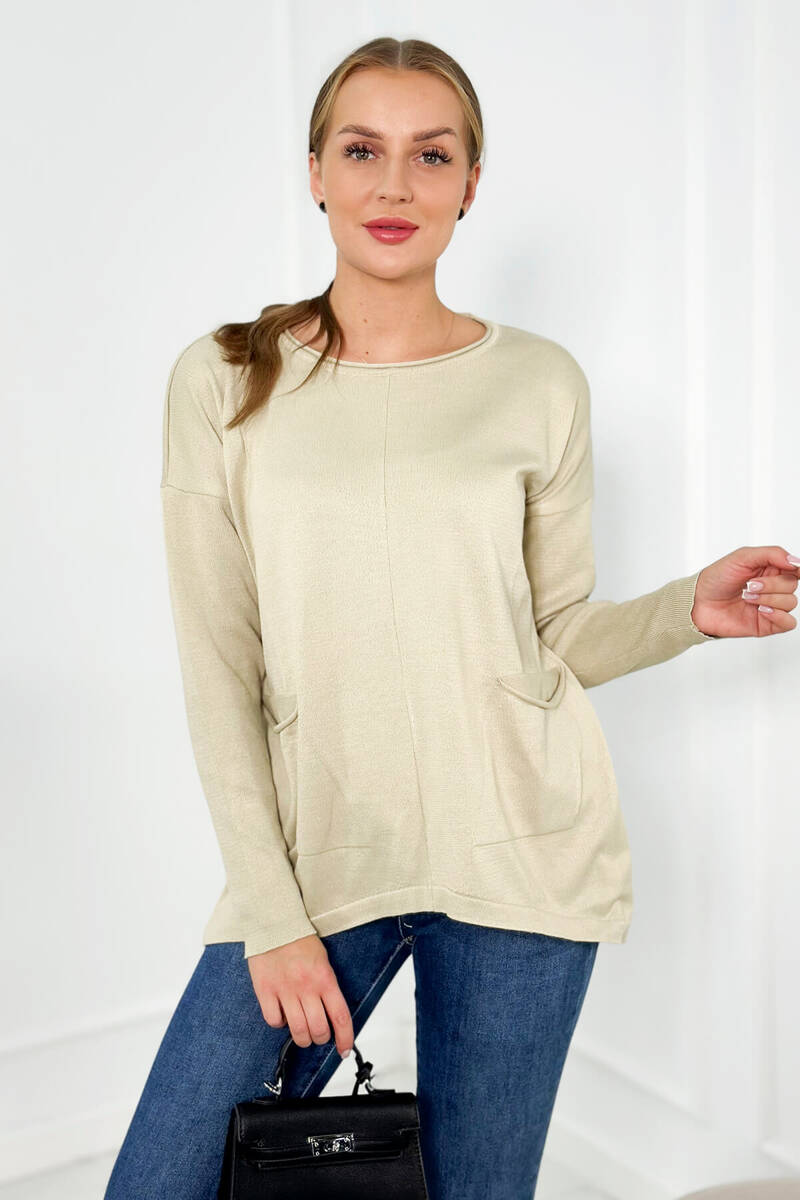 Sweater With Front Pockets Beige