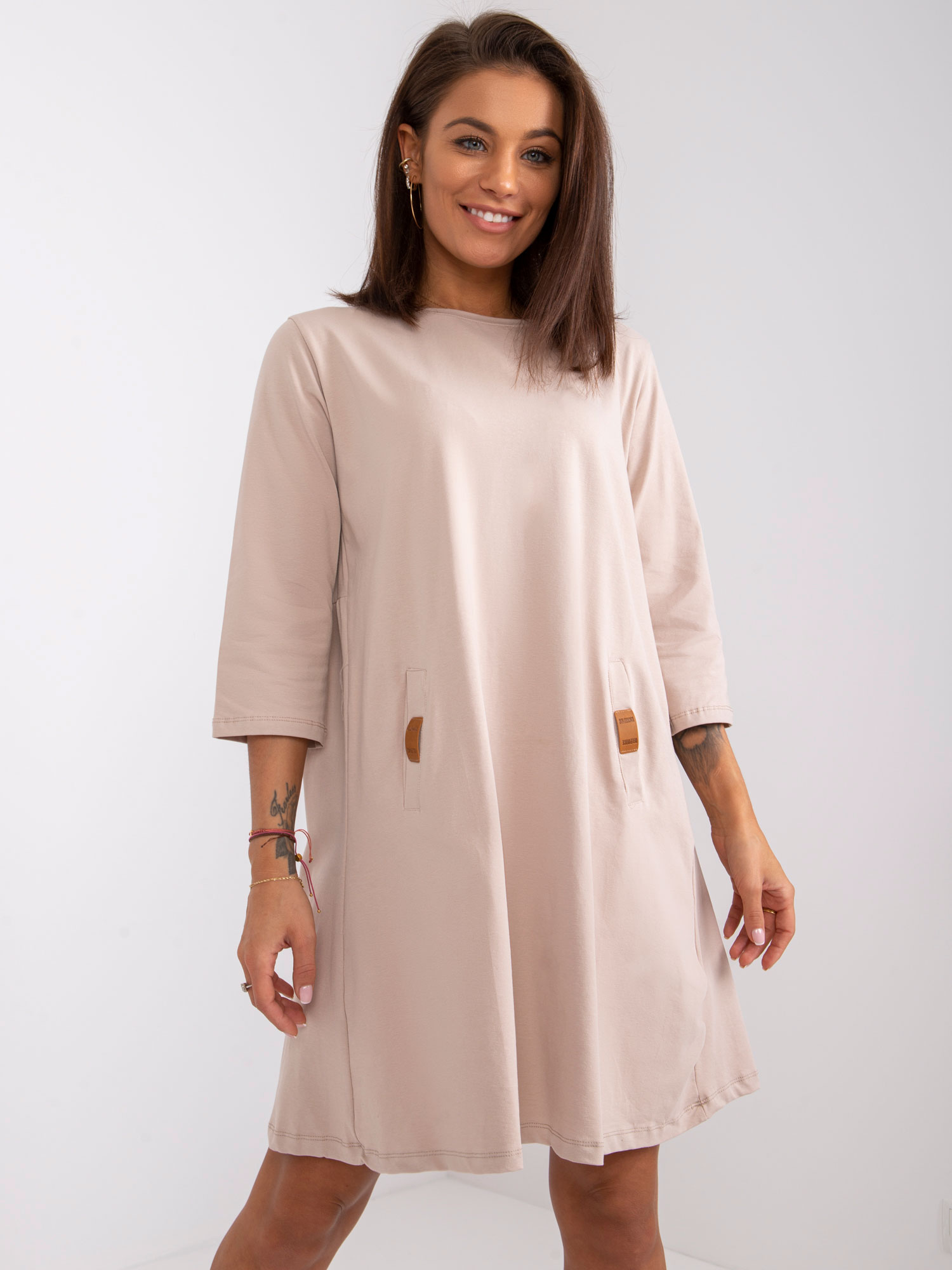 Light Beige Dress With Pockets By Dalenne