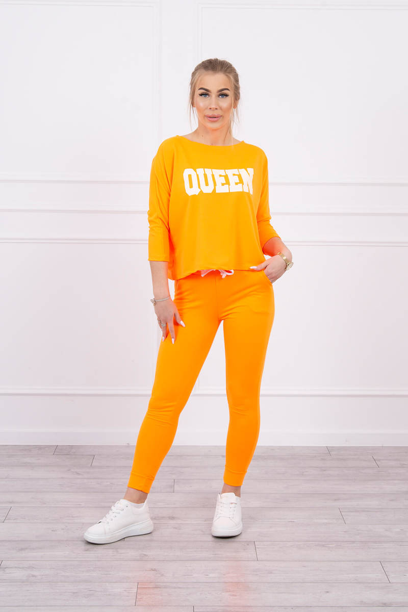 Levně Set s oranžovým neonovým potiskem Queen
