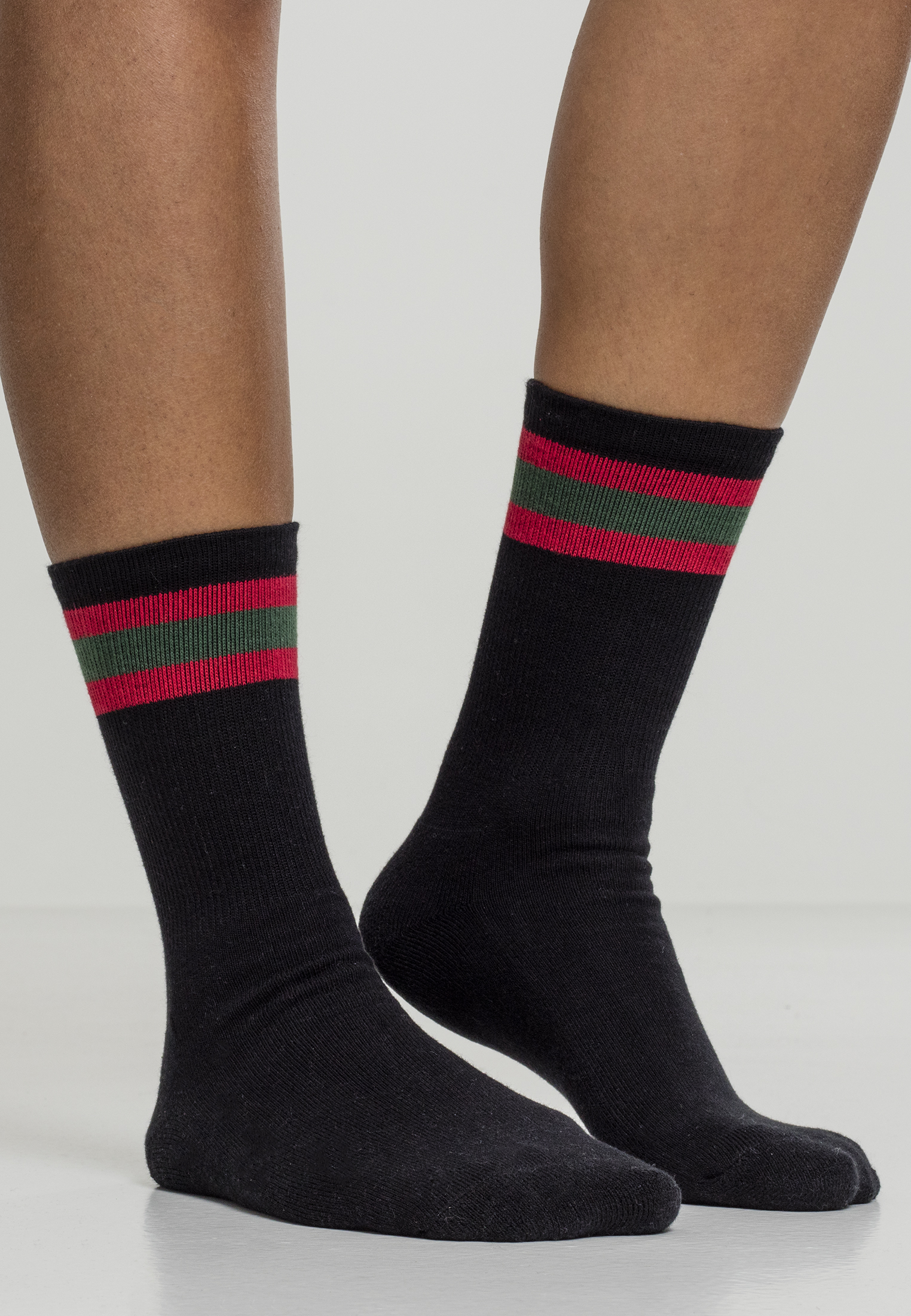 Striped Sports Socks 2-Pack Black//Green