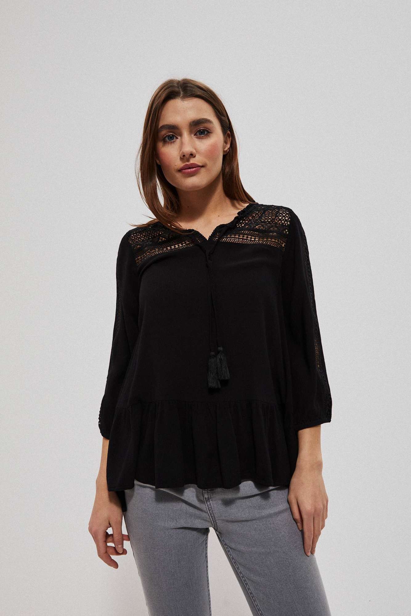 Viscose blouse with fringe