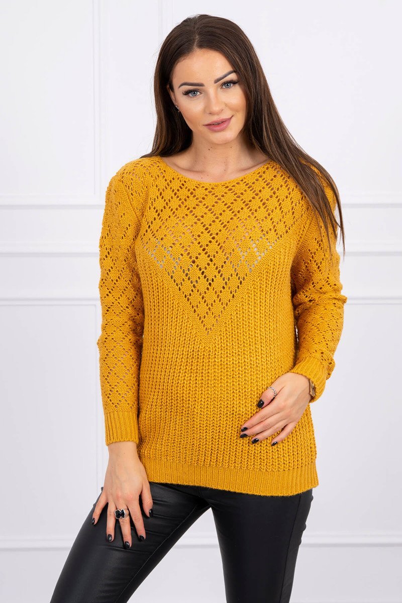 Átdolgozott pulóver mustár