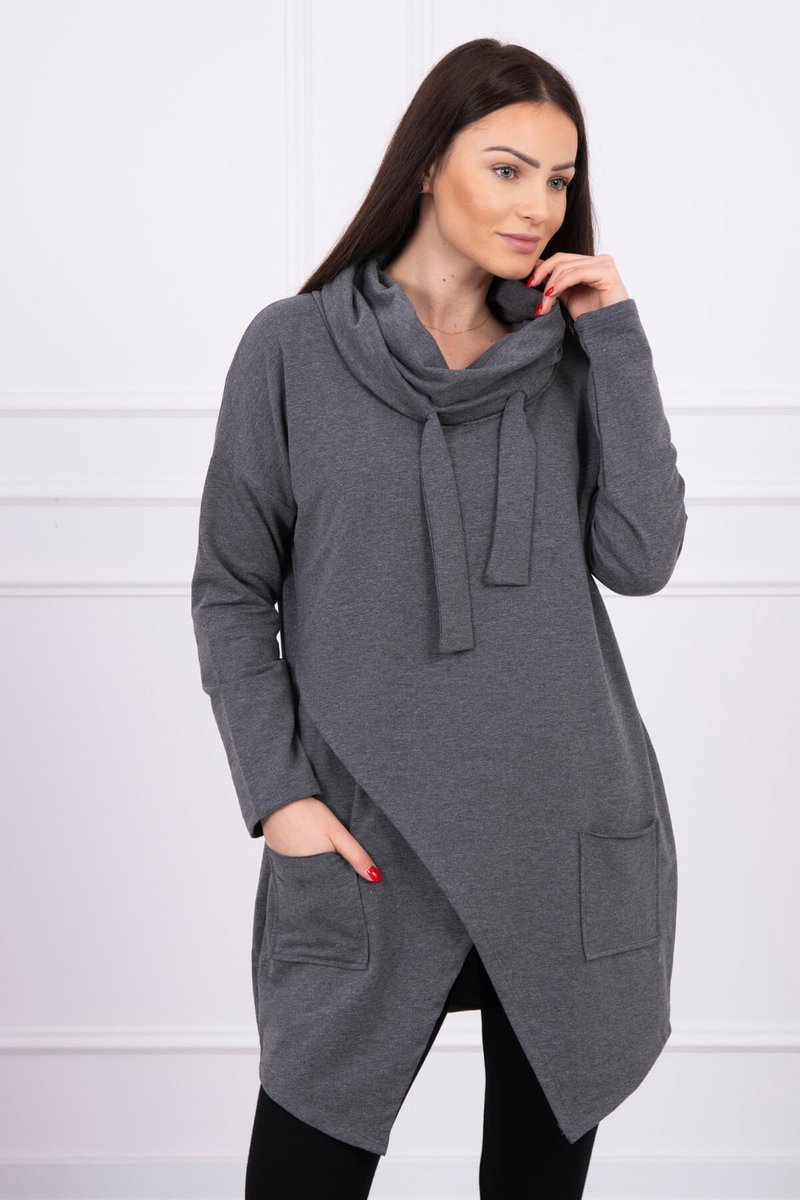 Tunic With Envelope Front Oversize Graphite