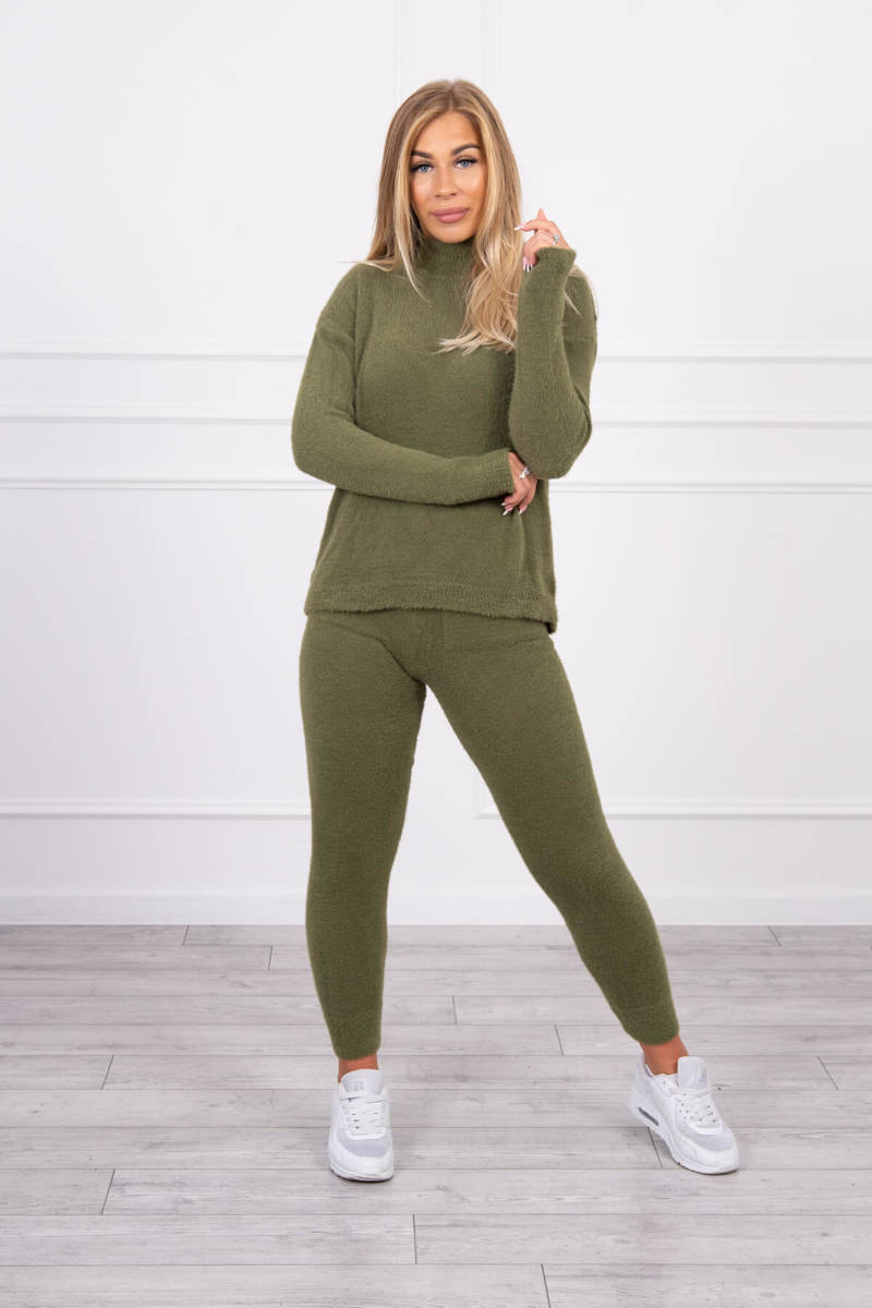 Two-piece khaki set of alpaca sweaters