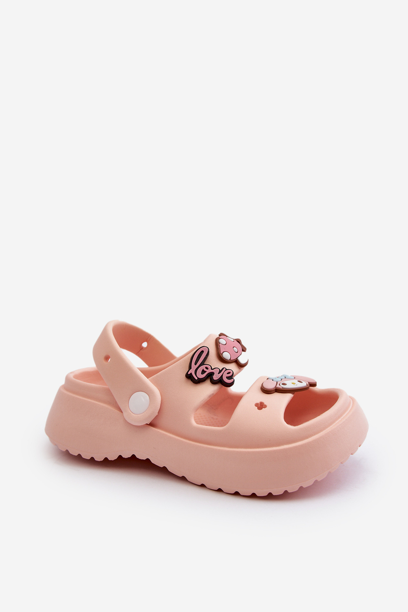 Lightweight children's foam sandals with embellishments, pink Ifrana