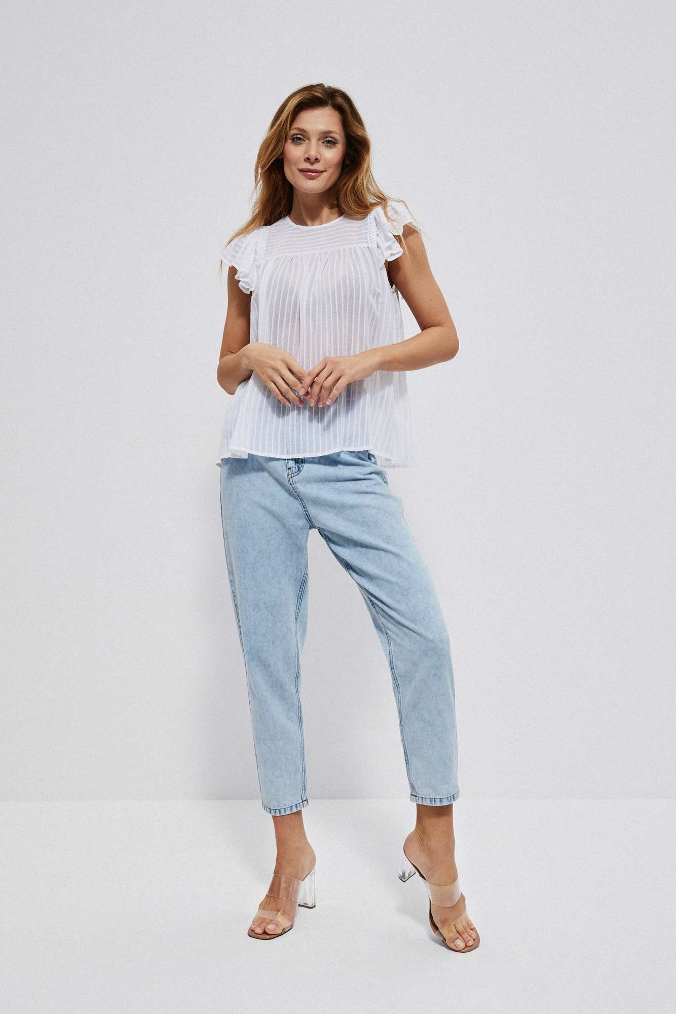 Shirt blouse with ruffles