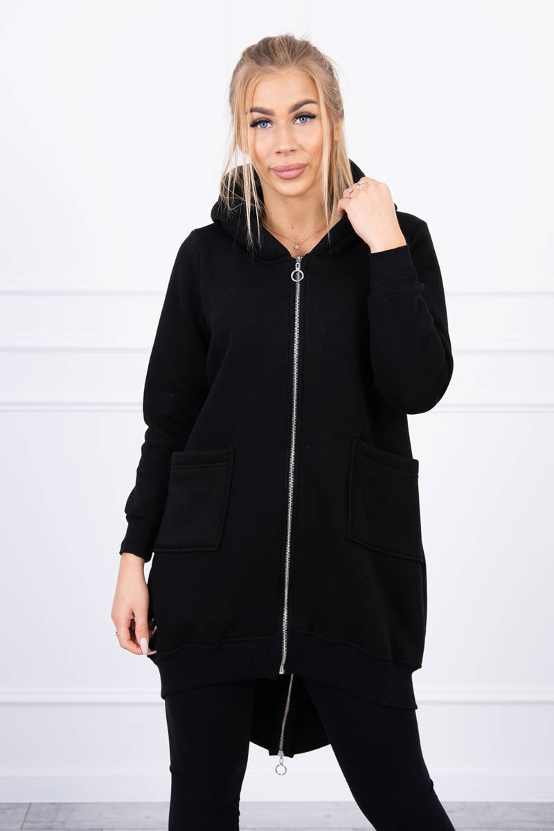 Insulated sweatshirt with zipper at the back black