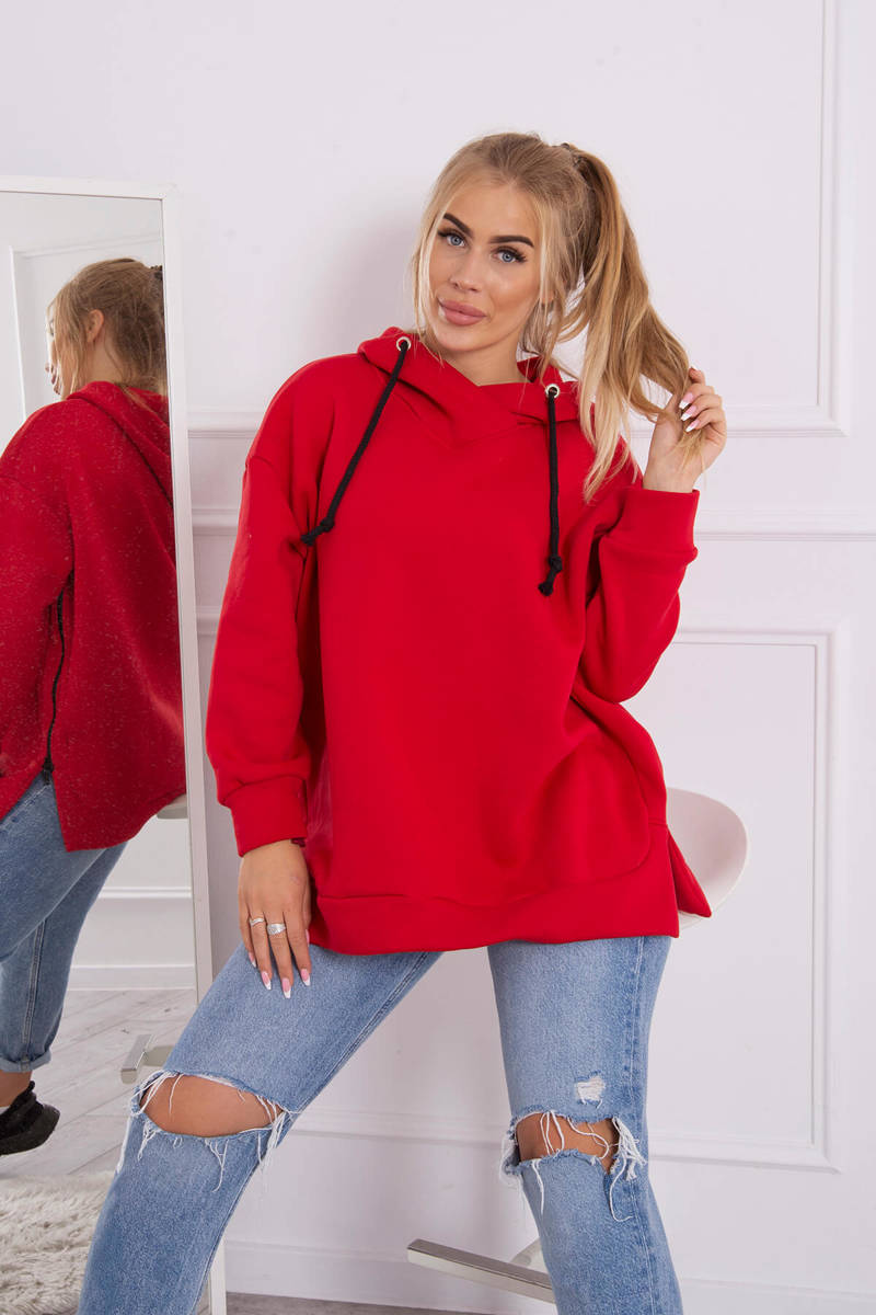 Insulated sweatshirt with zipper on the side red