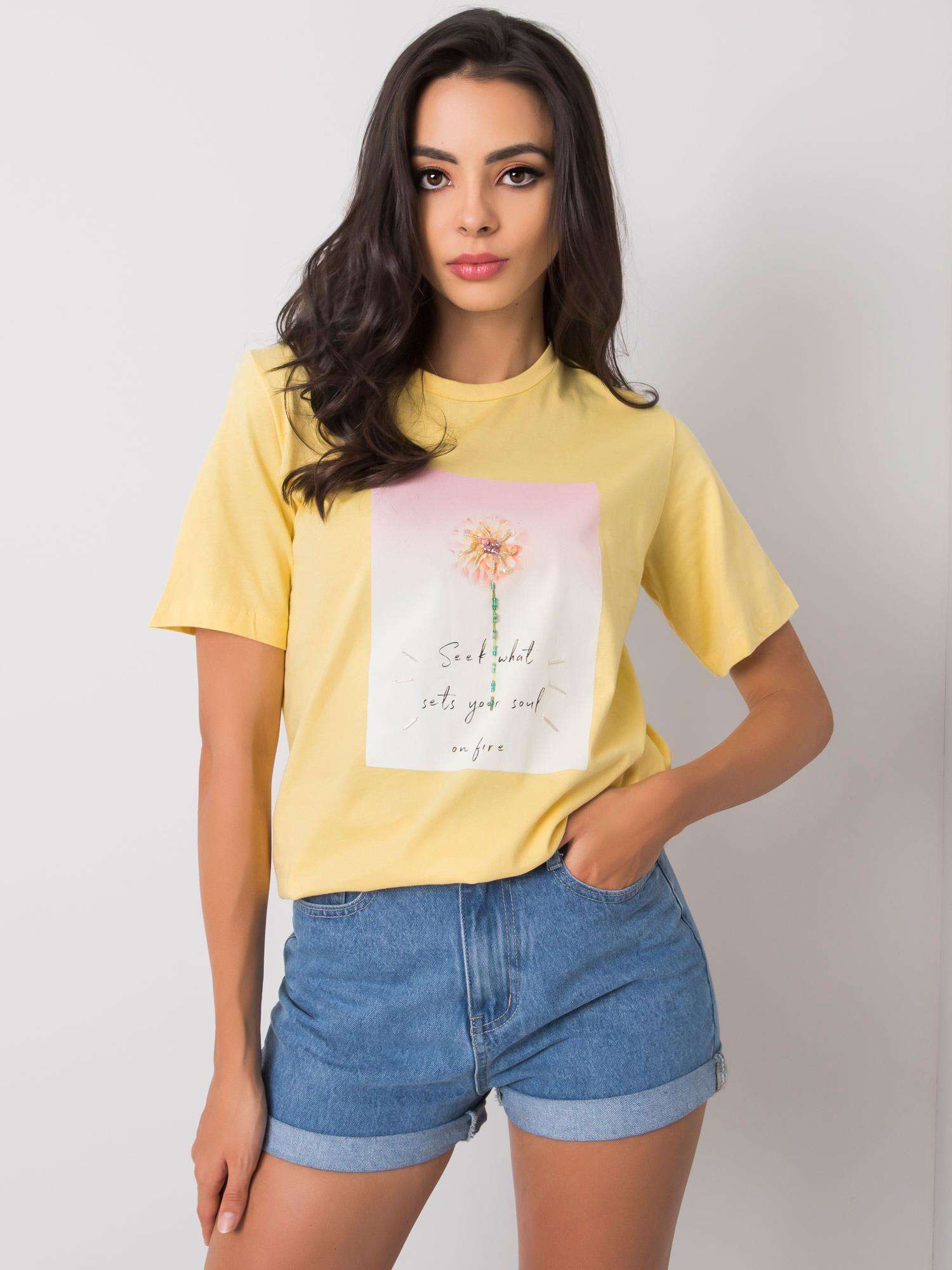 Yellow women's T-shirt with print