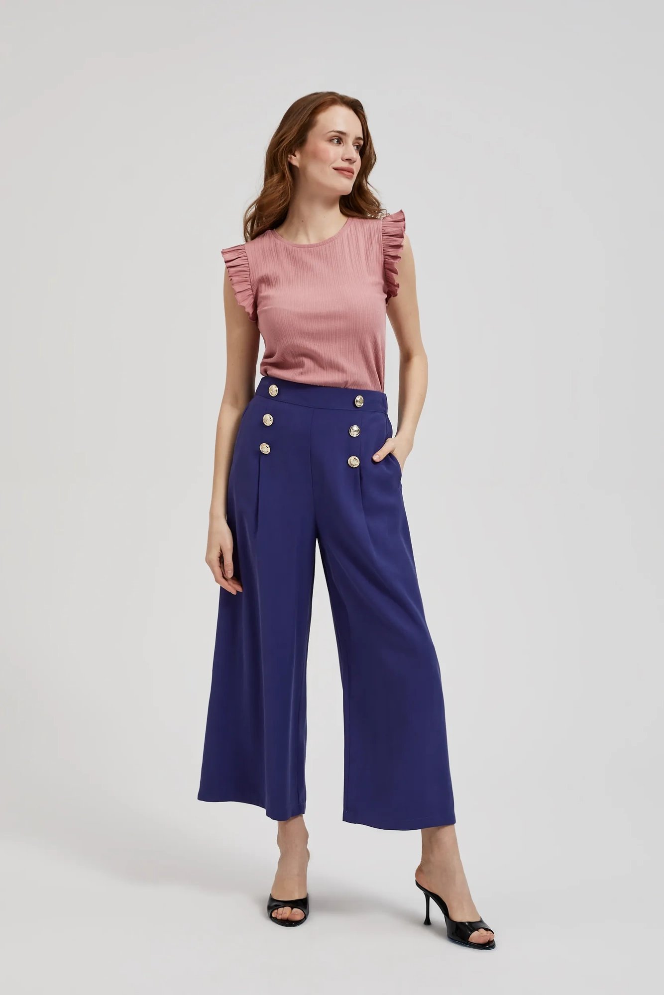 Women's ribbed blouse MOODO - powder pink