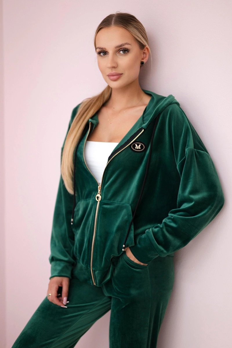 Velour set sweatshirt + trousers green