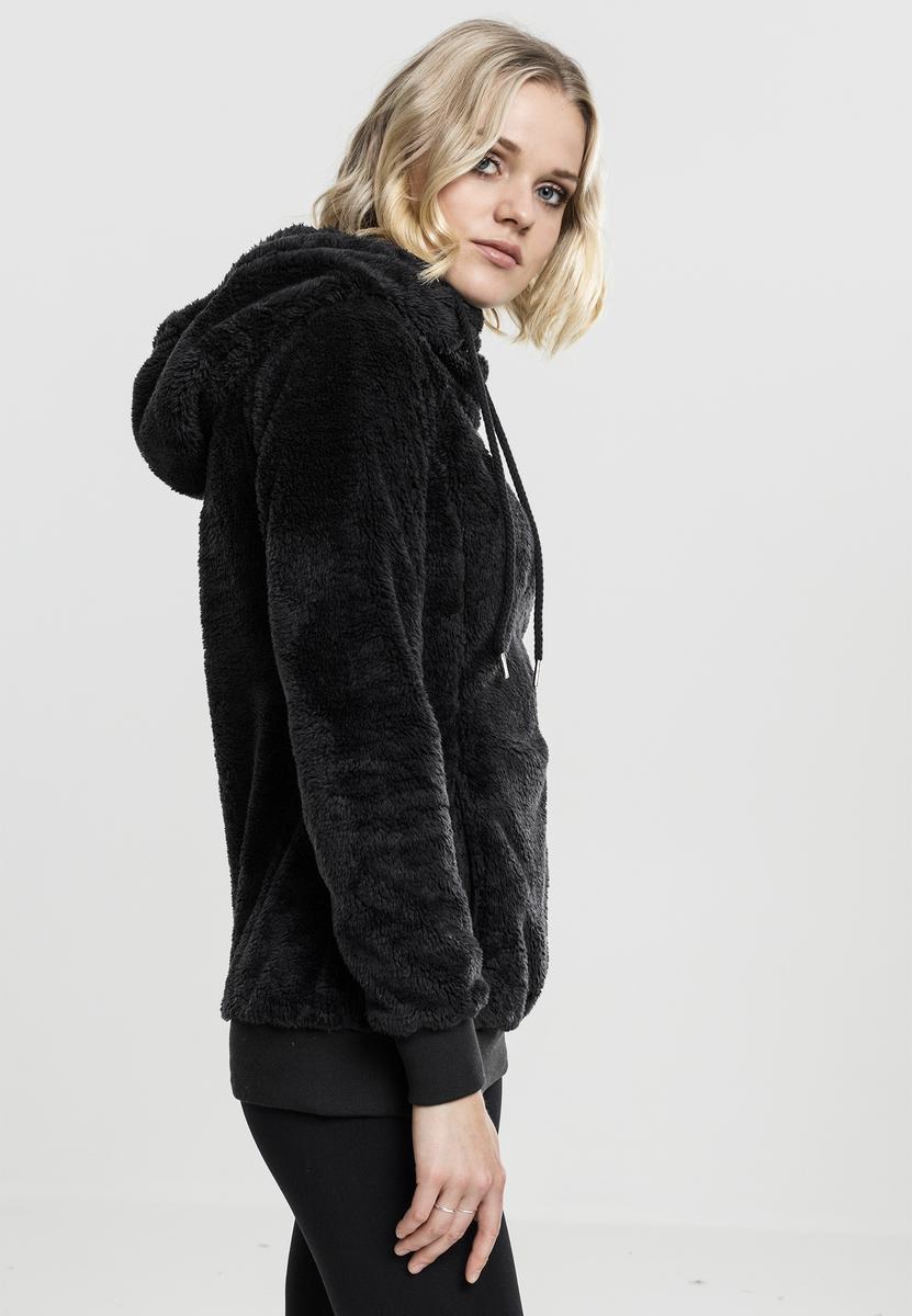 Women's Long Teddy Hoody Black