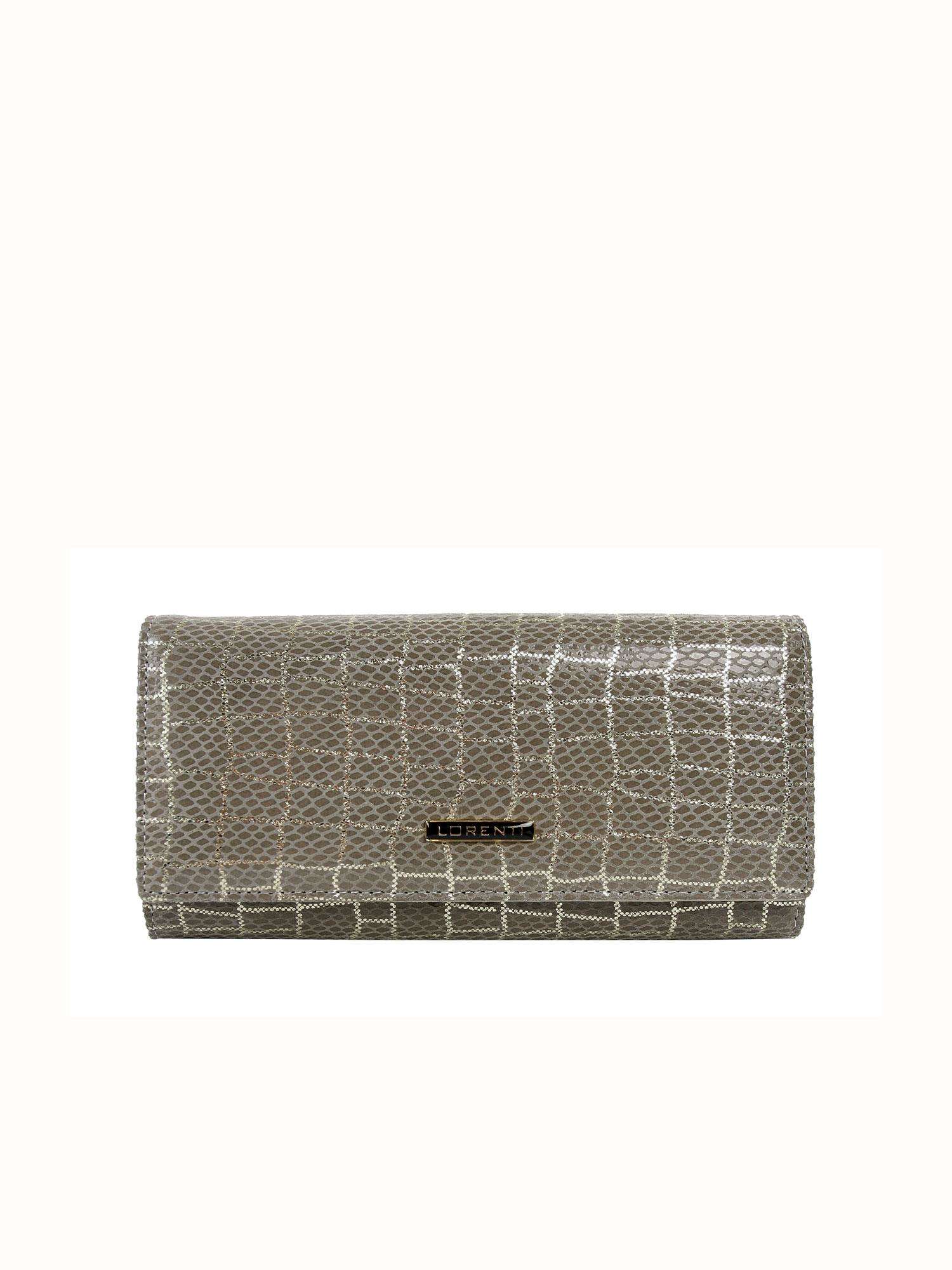 Grey elongated leather wallet