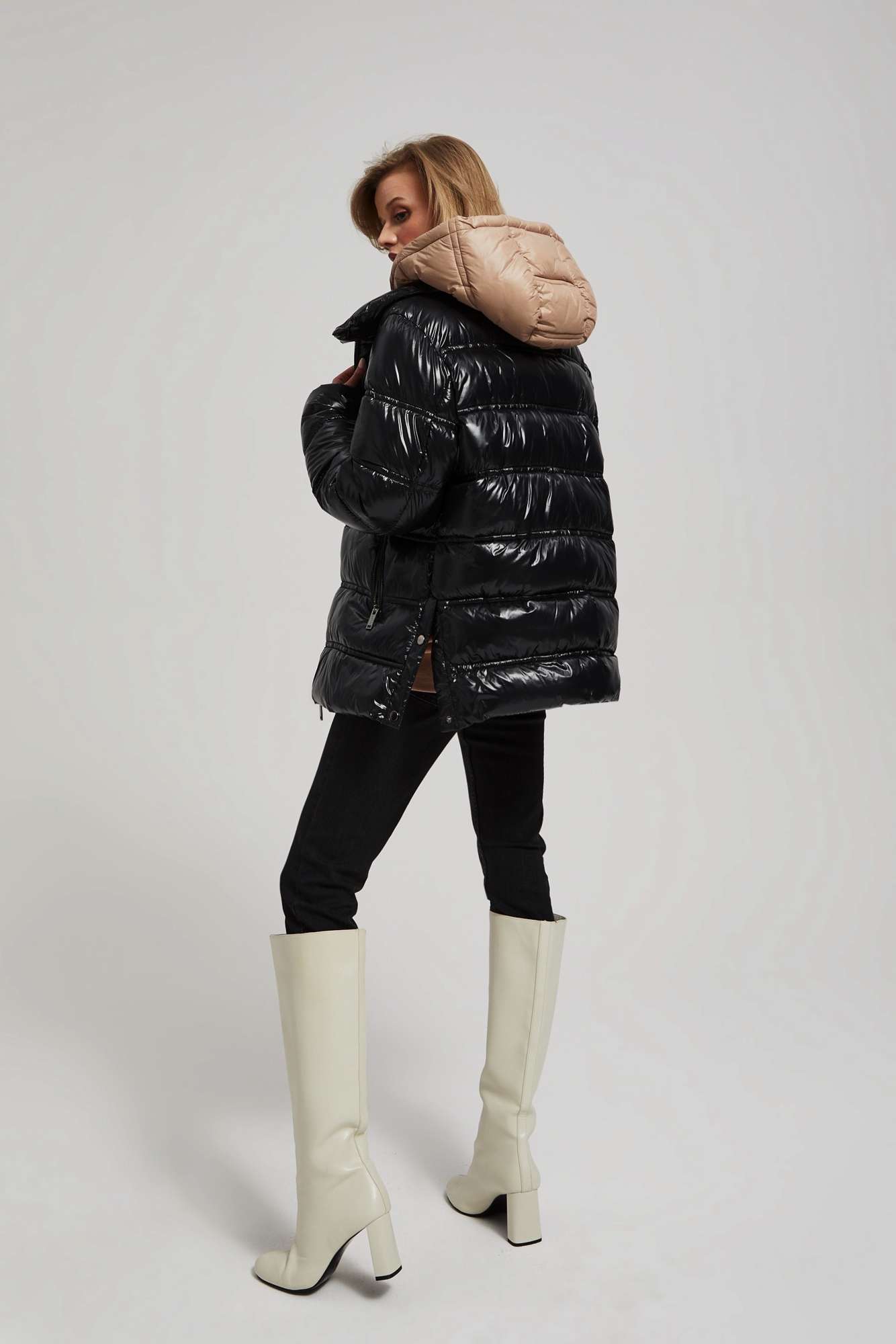 Marisse Short Quilted Black Jacket With A Hood