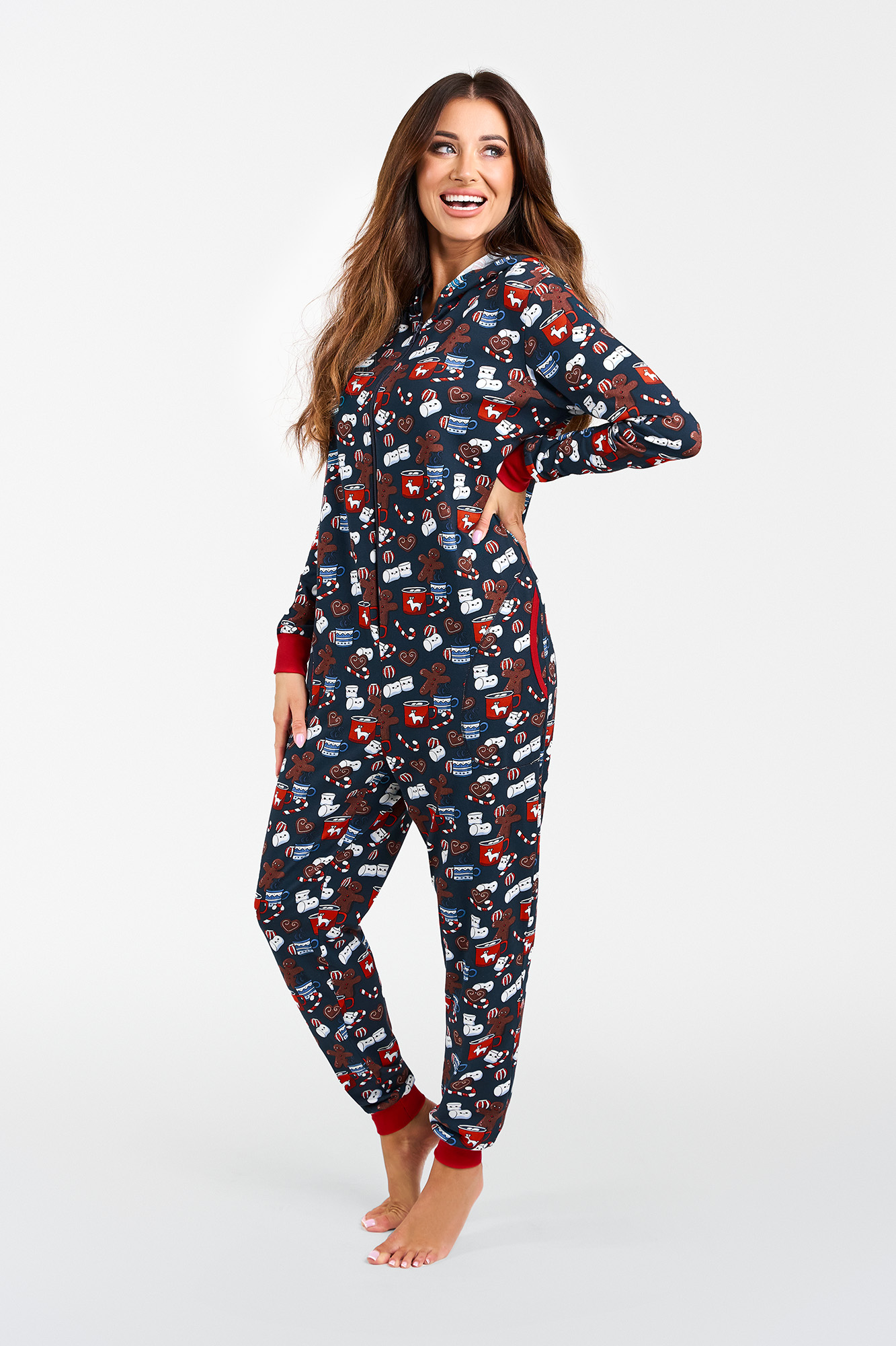 Makala Women's Jumpsuit With Long Sleeves, Long Pants - Print